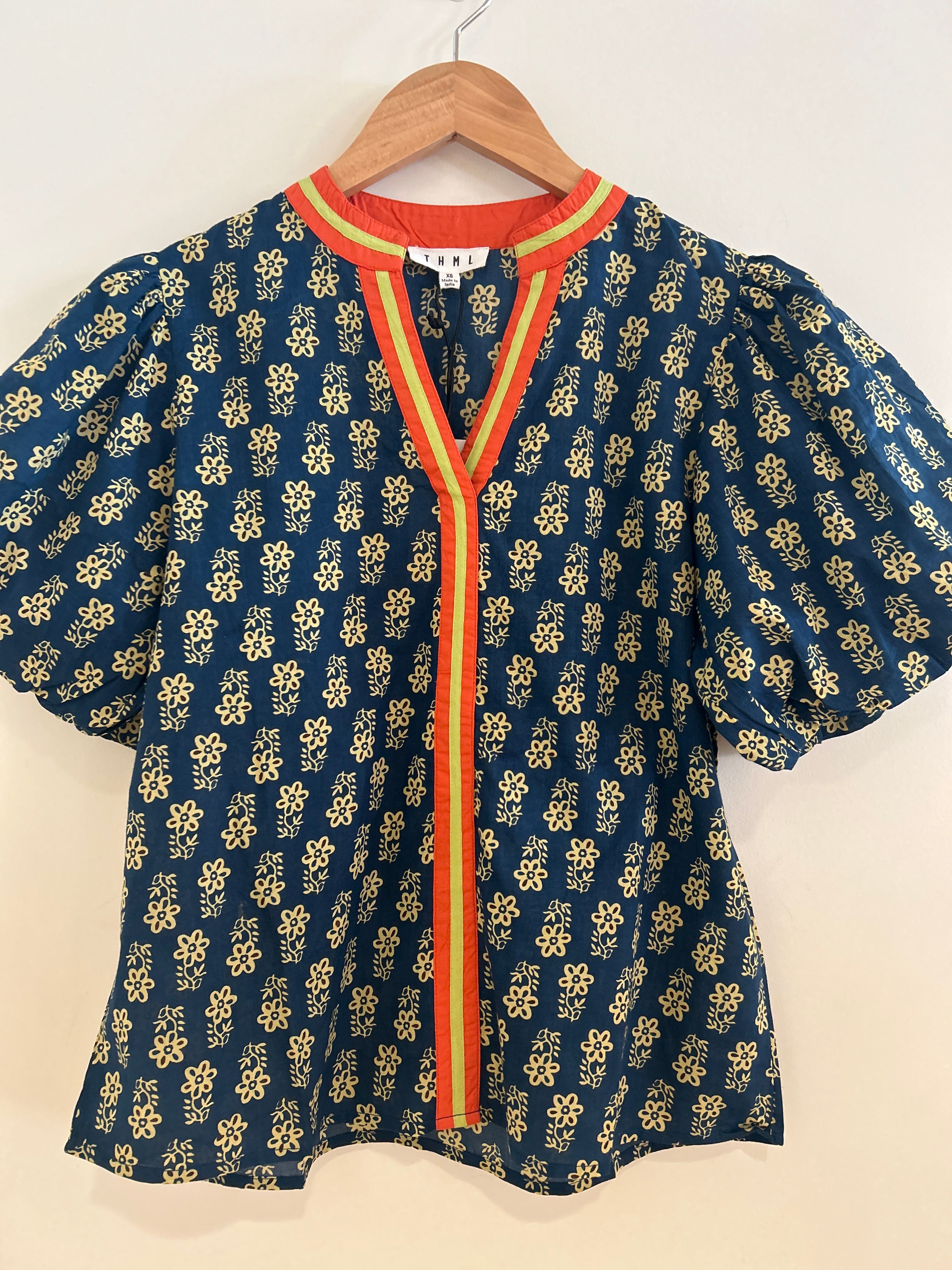 THML Puff Sleeve Top With Striped Detail