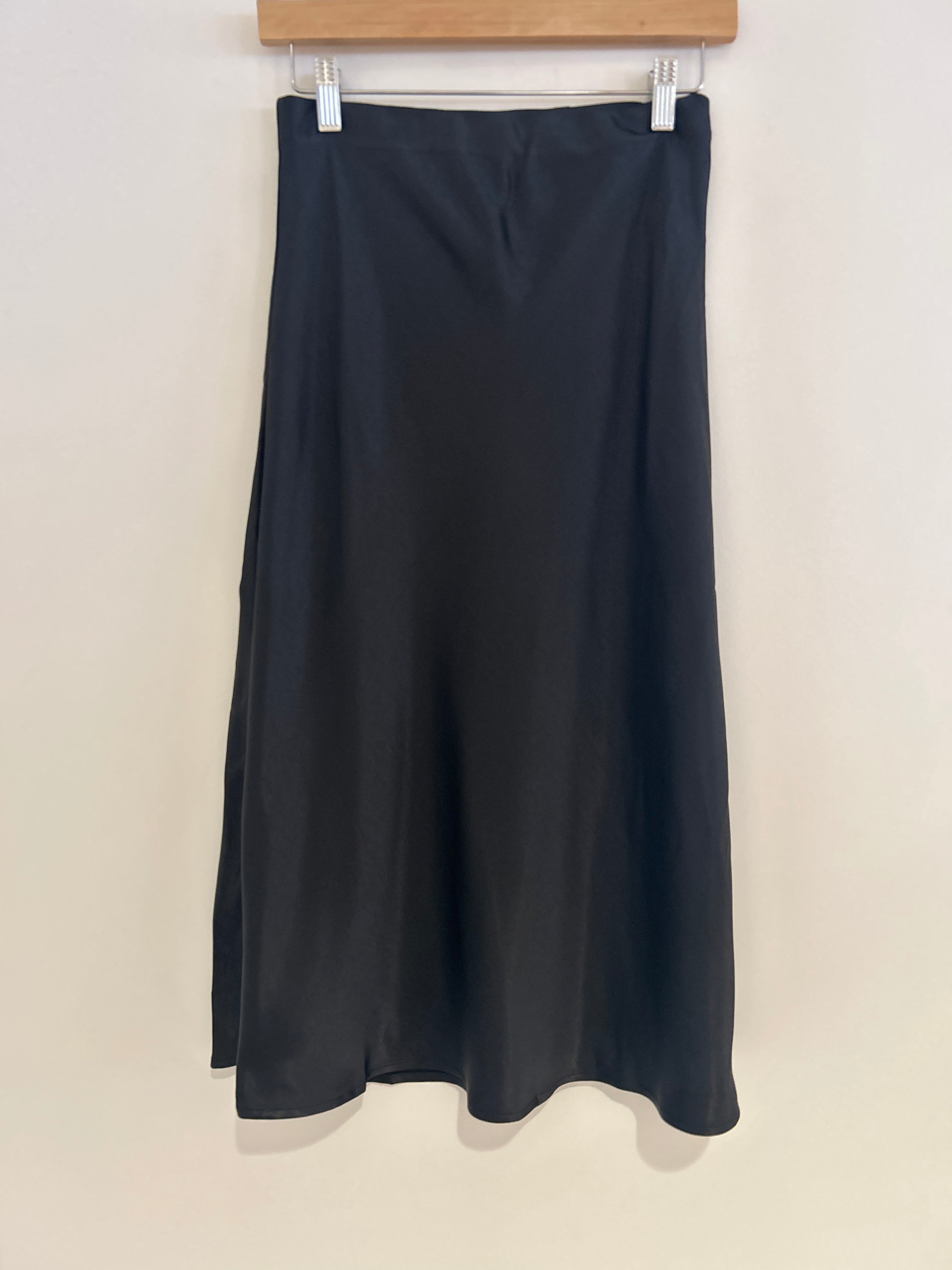 Satin Midi Skirt Black
