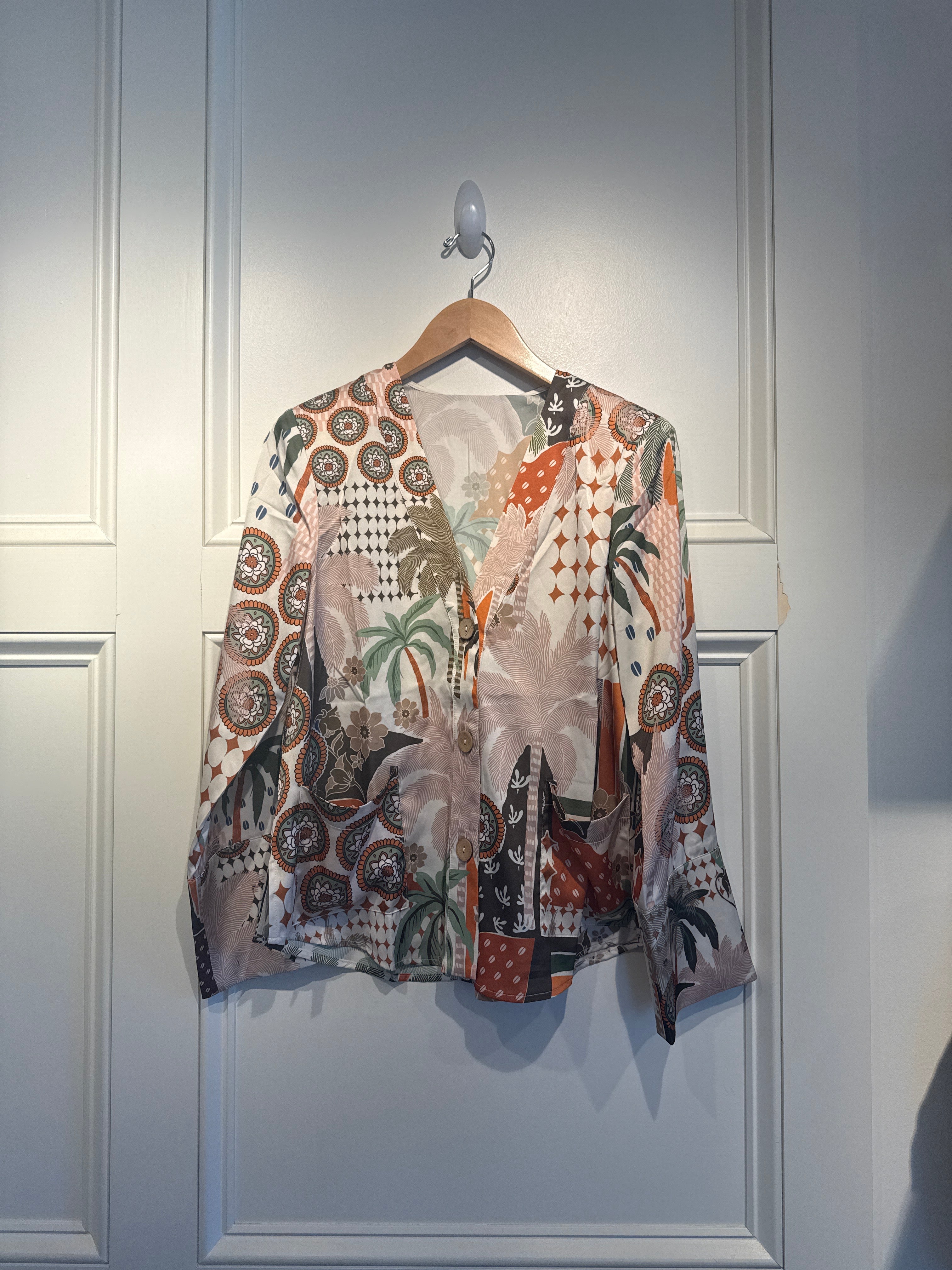 RR Palm Print Kimono Top