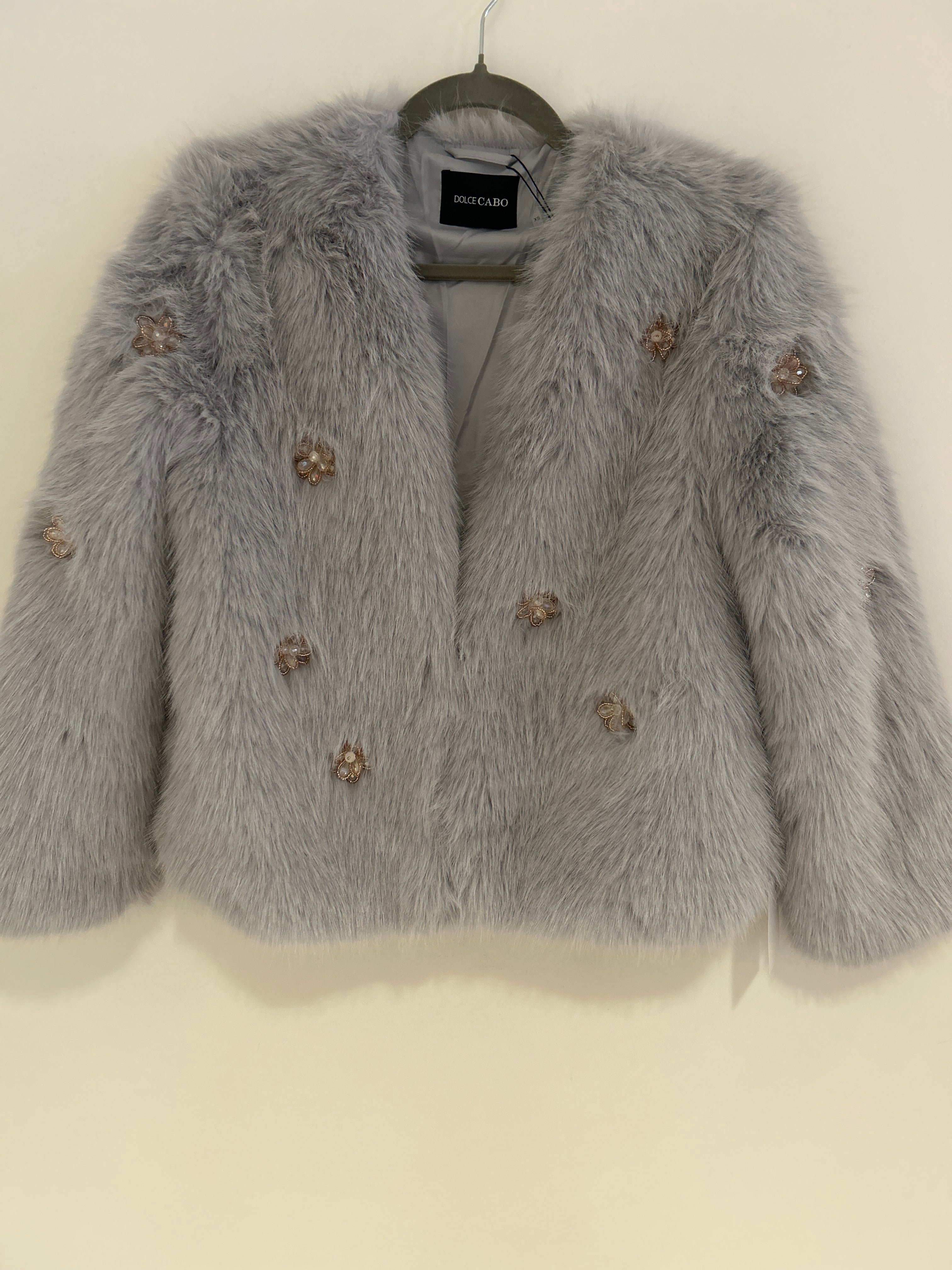 Dolce Cabo Jeweled Fur Jacket