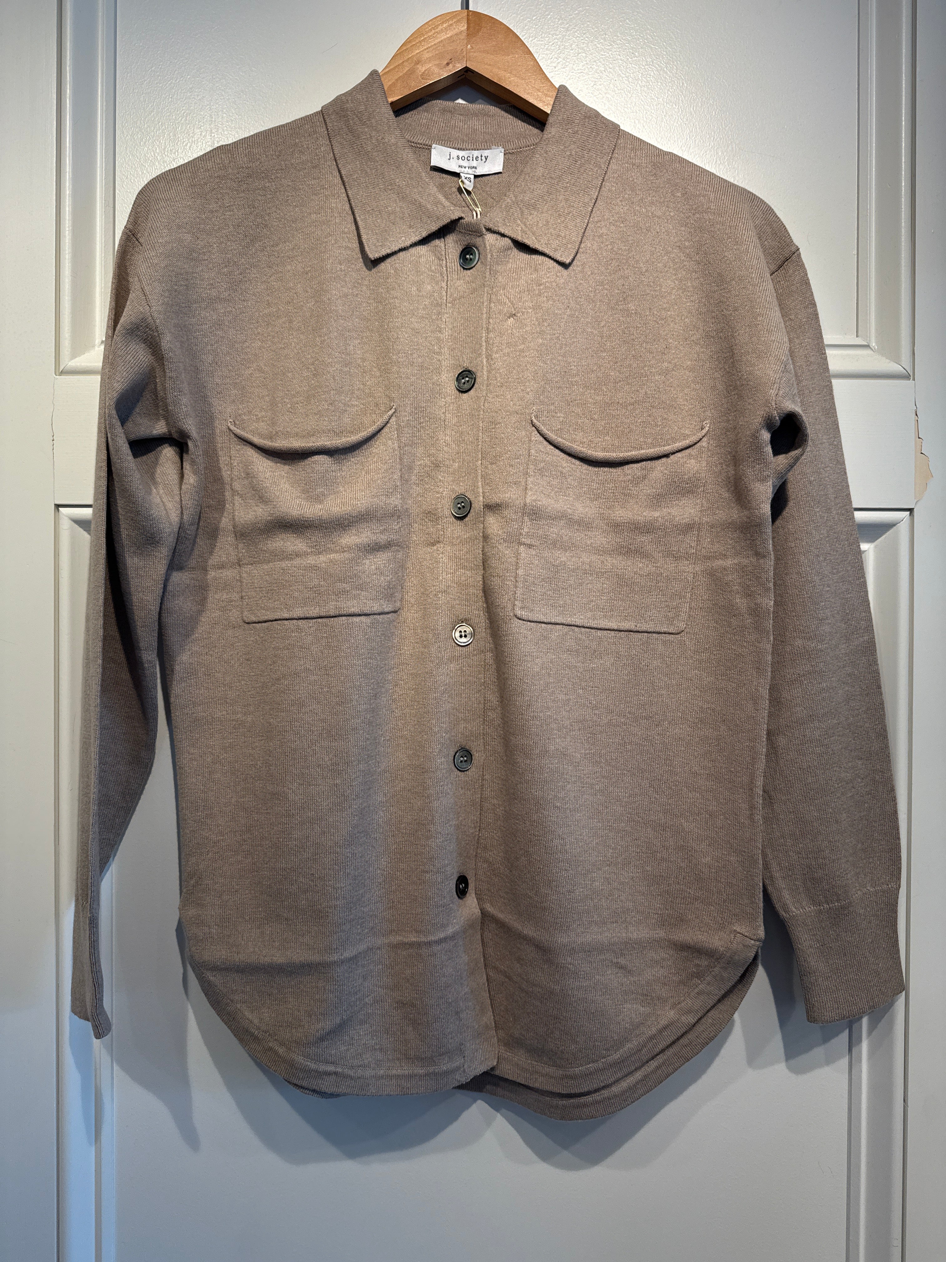 JS Button Down Sweater Mushroom