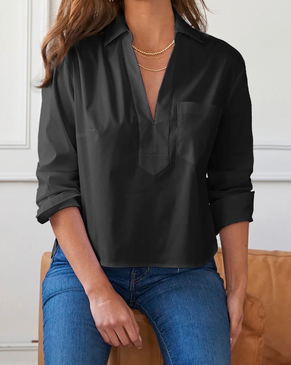 Finley Joni Popover Black Poplin