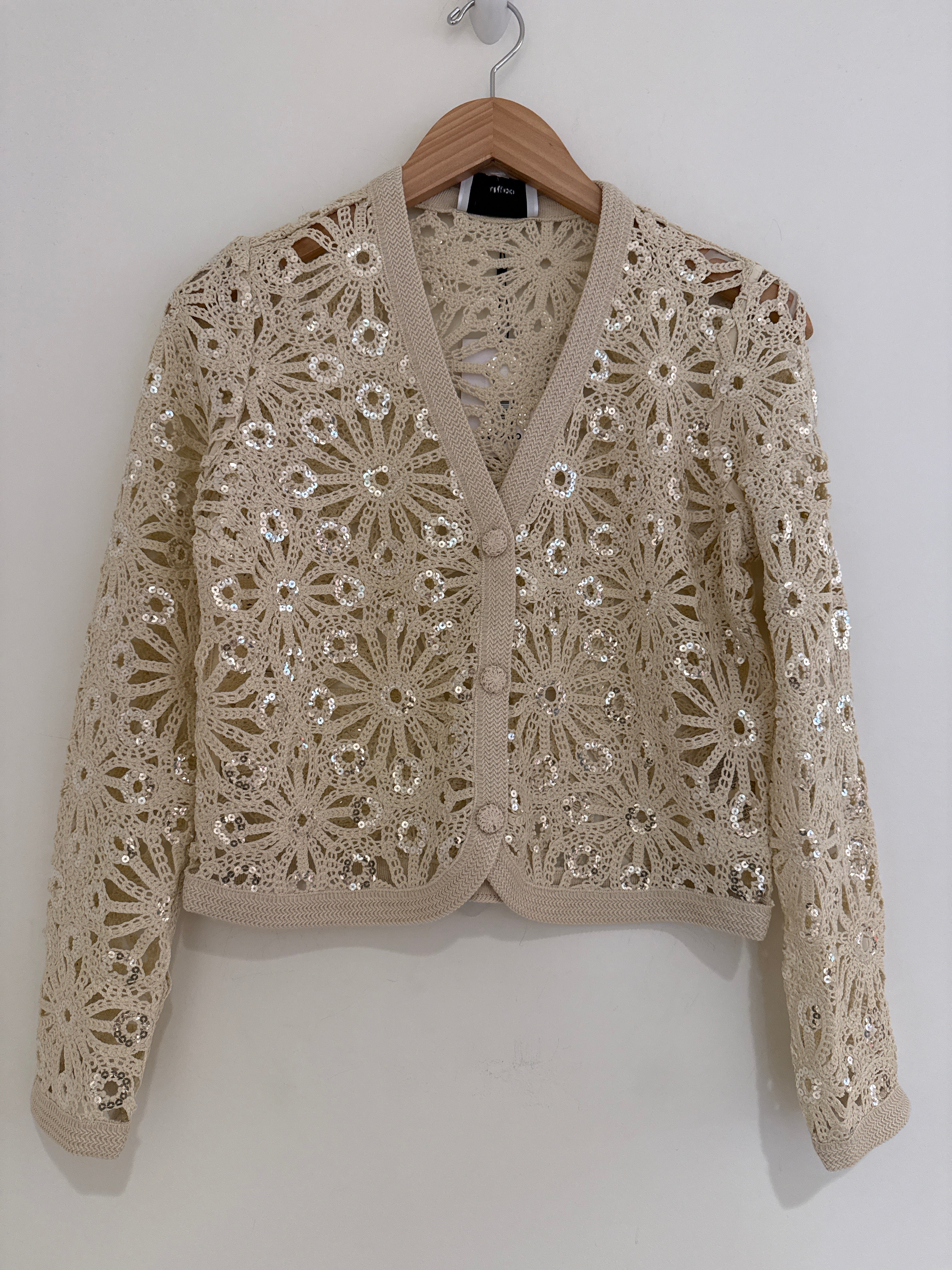 Suncoo Crochet Cardigan With Sequins