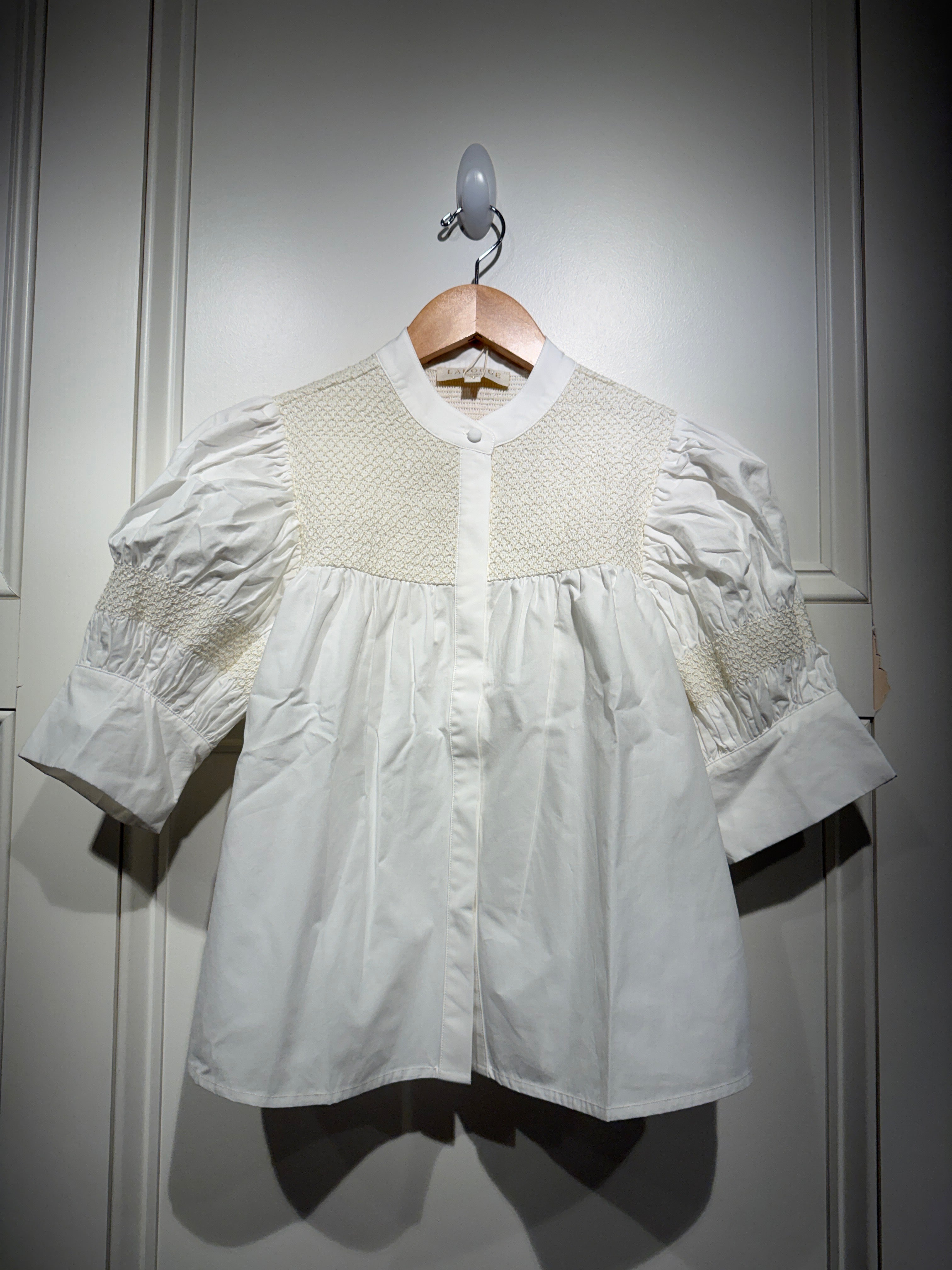 LaRoque Sutton Blouse White With Bone Stitching