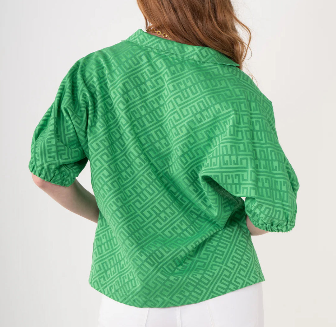 Emily McCarthy Poppy Top Green Monogram