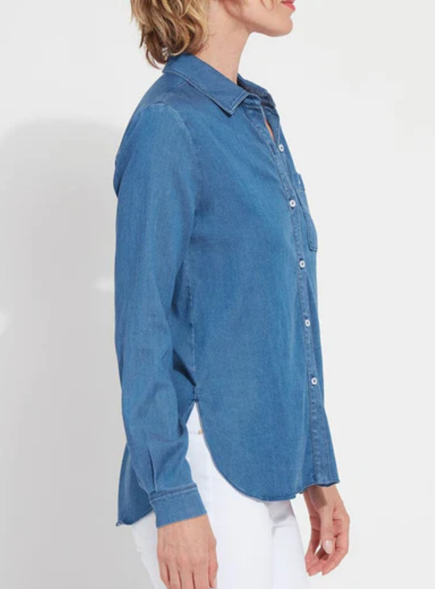 Lysse Drew Stretch Chambray Blouse