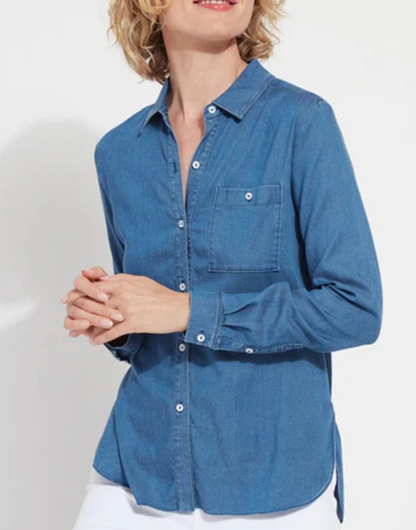 Lysse Drew Stretch Chambray Blouse