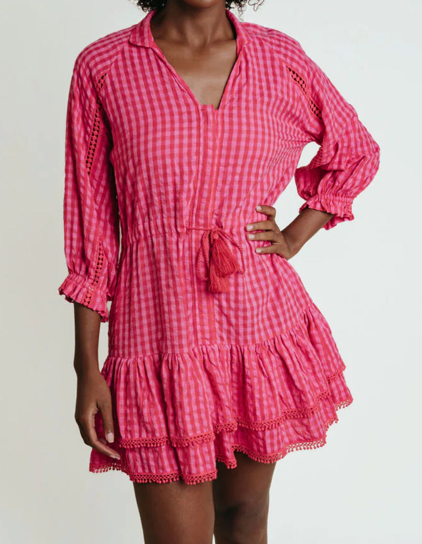 LaRoque Janie Dress Pink & Red Check