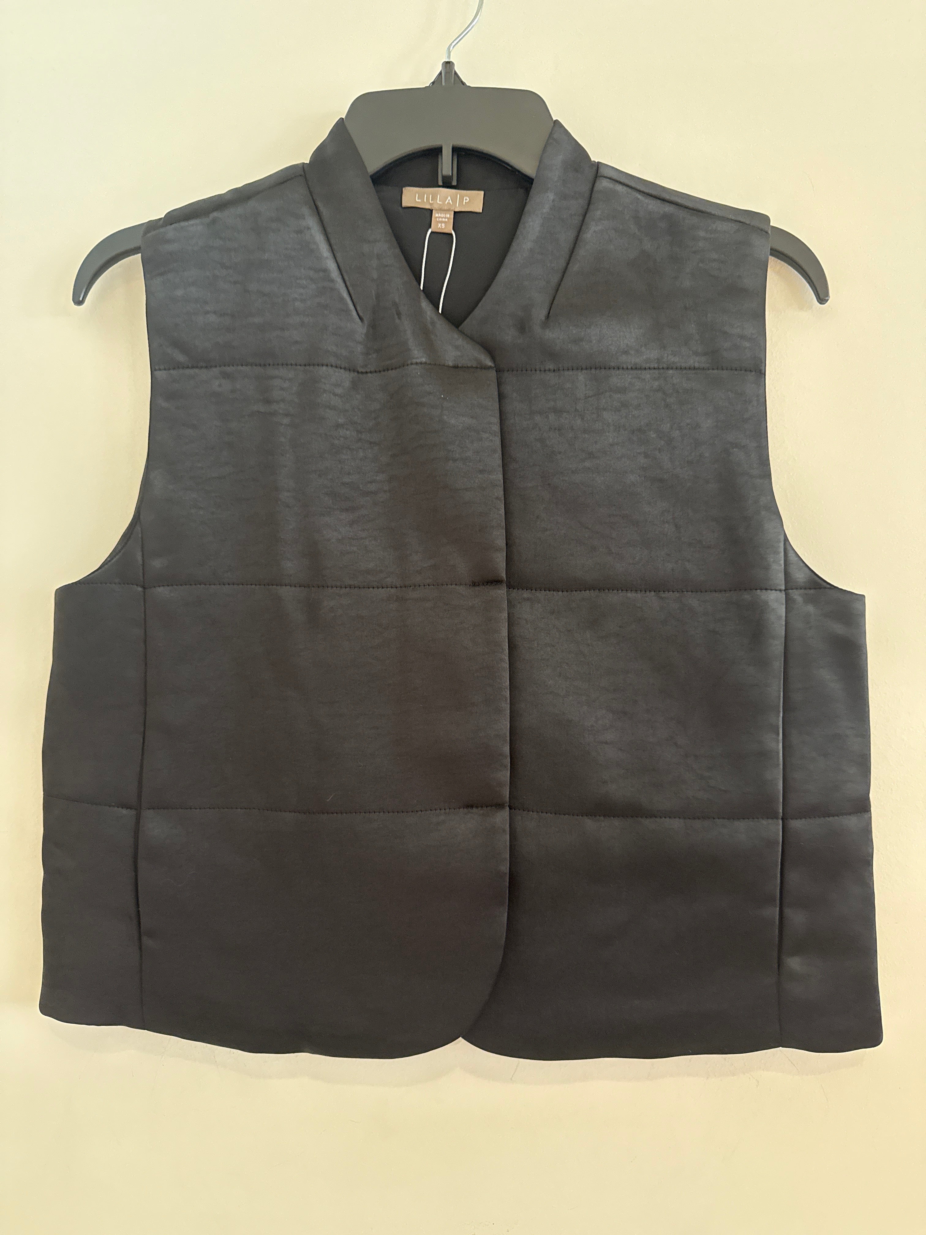 Lilla P Satin Quilted Vest Black