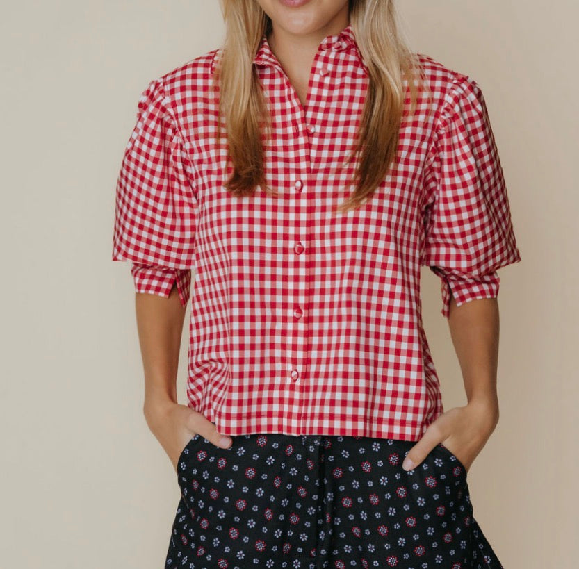 LaRoque Strahley Top Red & Cream Check