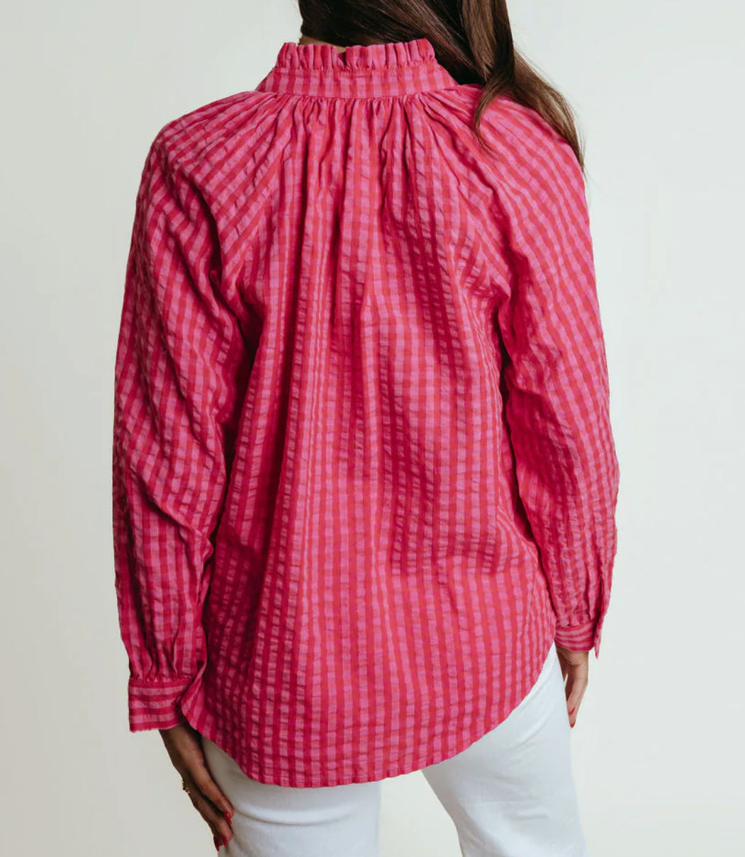 LaRoque Perry Blouse Pink & Red Check