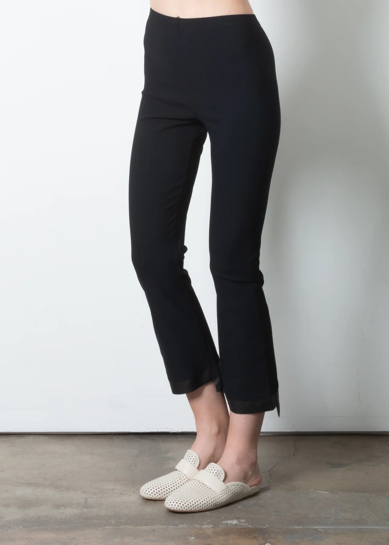 Elaine Kim Step Hem Crop Flare Olga Pant With Leather Trim