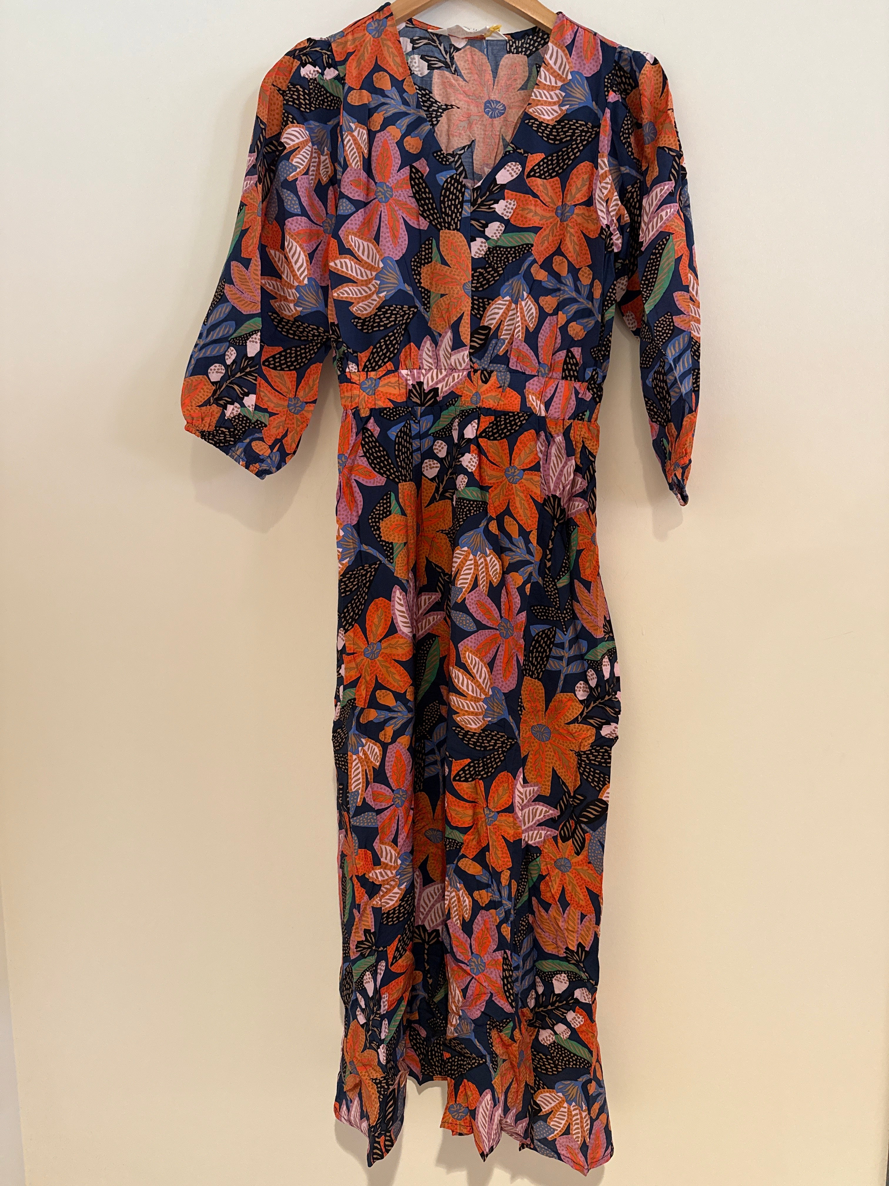 Compania Fantastica V Neck Midi Dress Tiger Lily