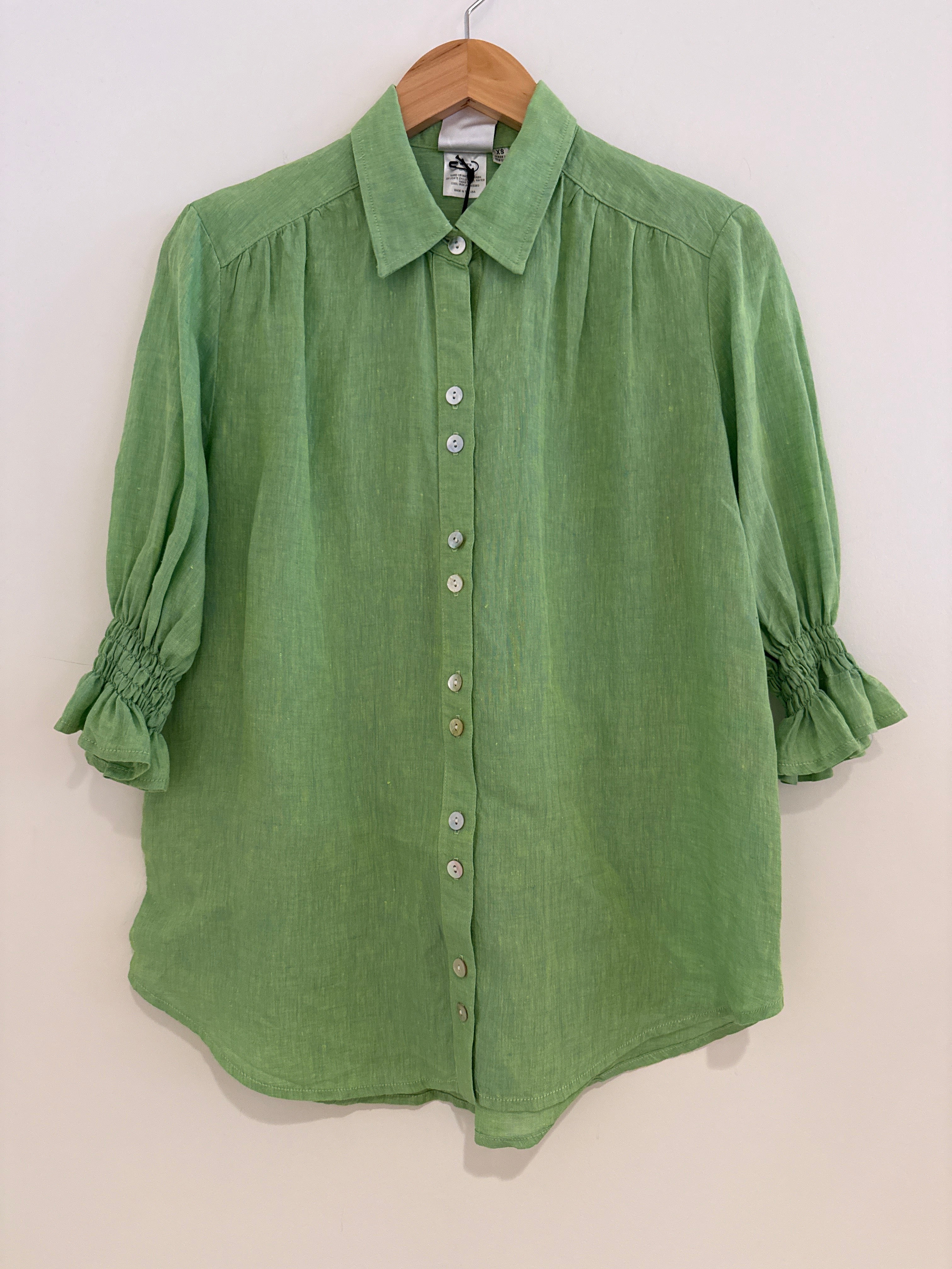Finley Sirena Top Green Linen
