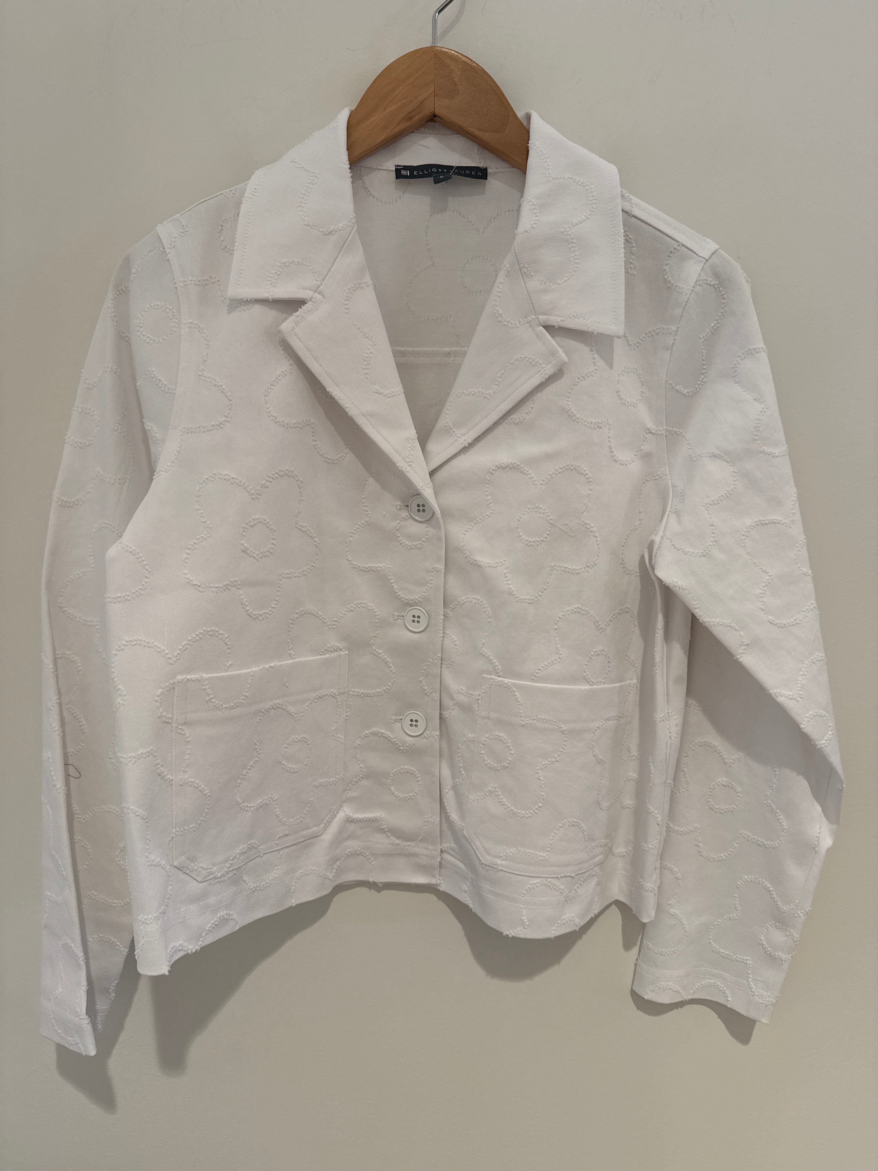 Elliott Lauren White Embroidered Denim Jacket