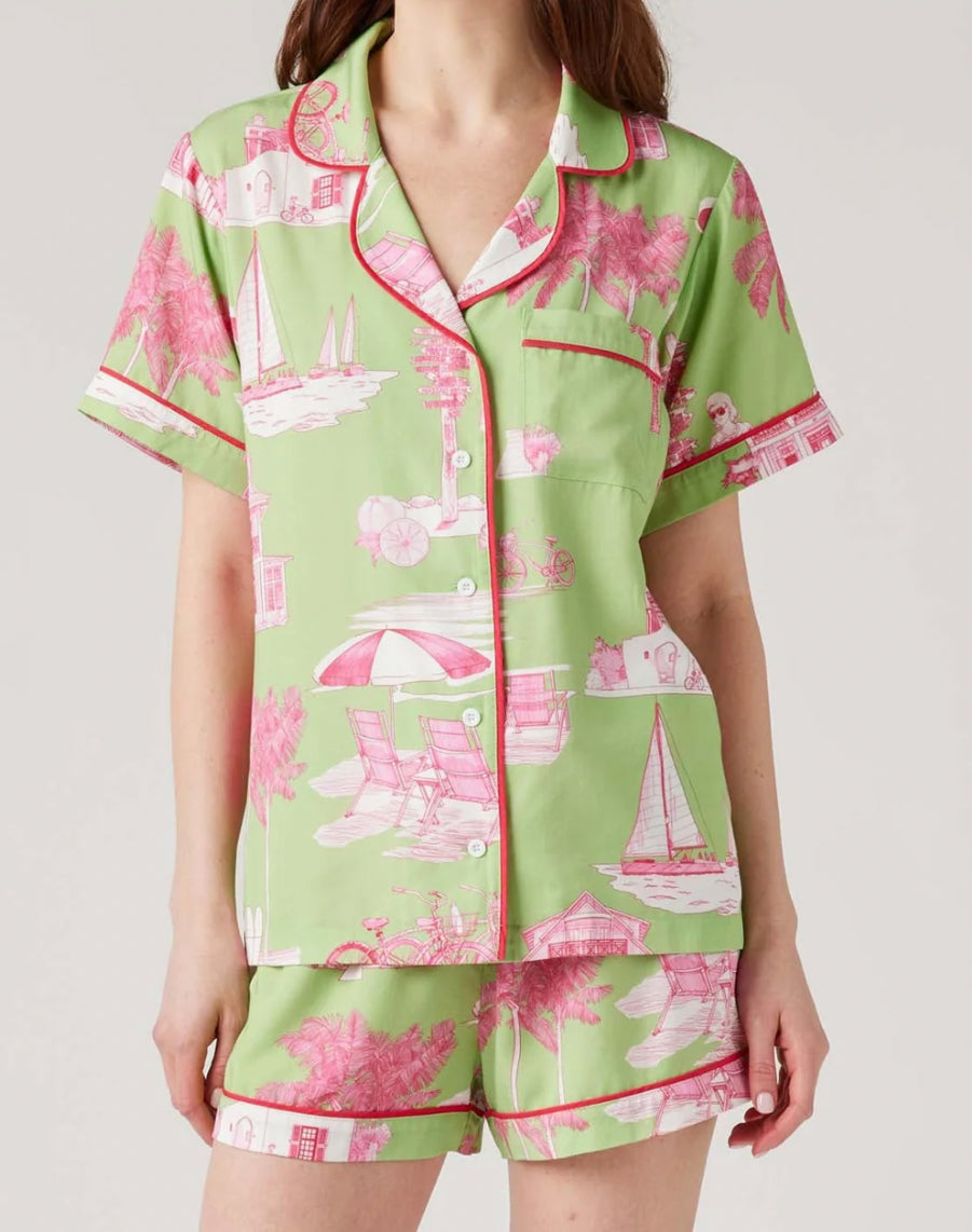 Katie Kime Florida Toile Pajama Shorts Set