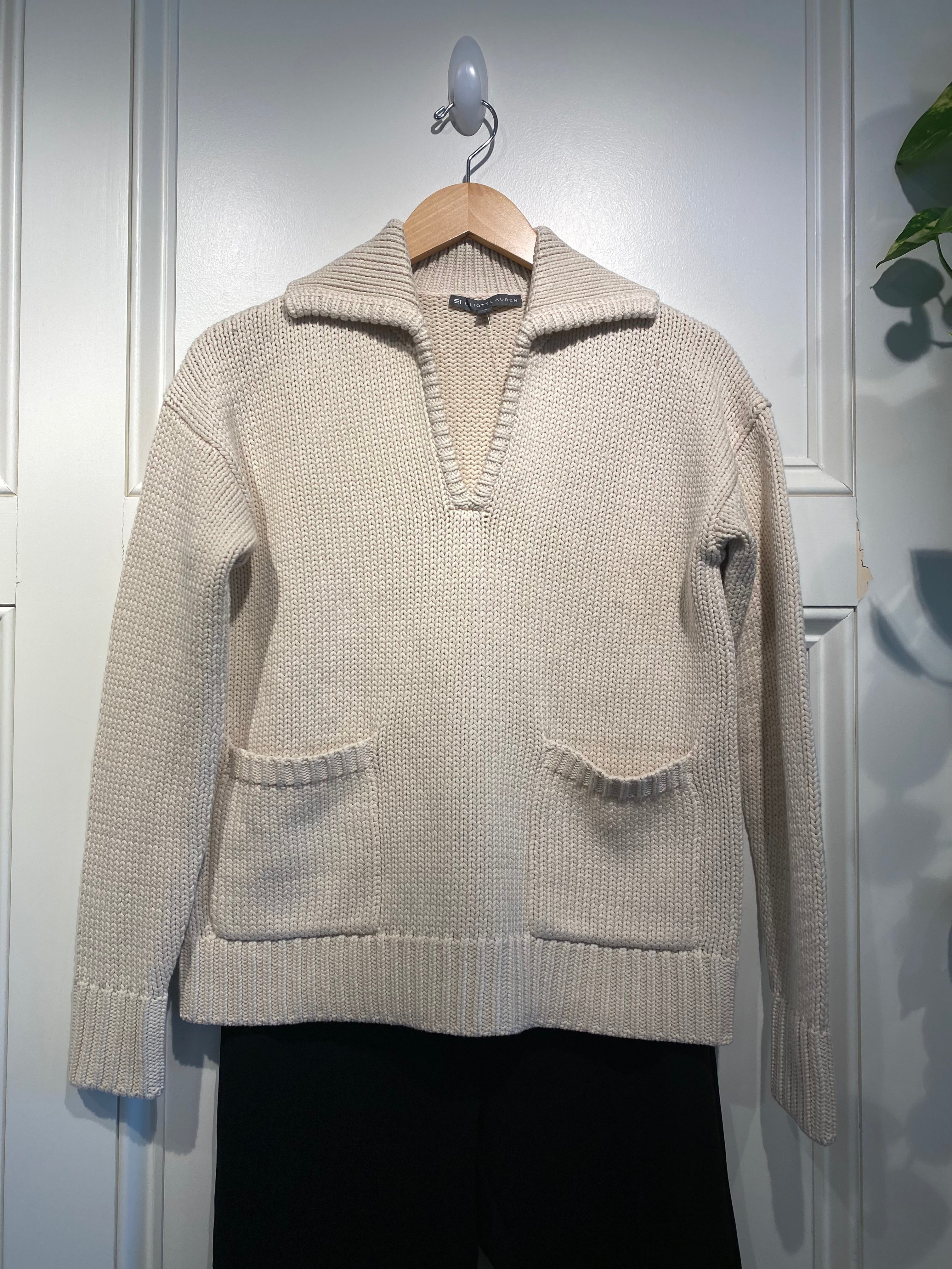 Elliott Lauren Chunky Polo Cream Sweater