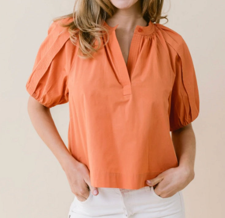 LaRoque Henley Blouse Orange