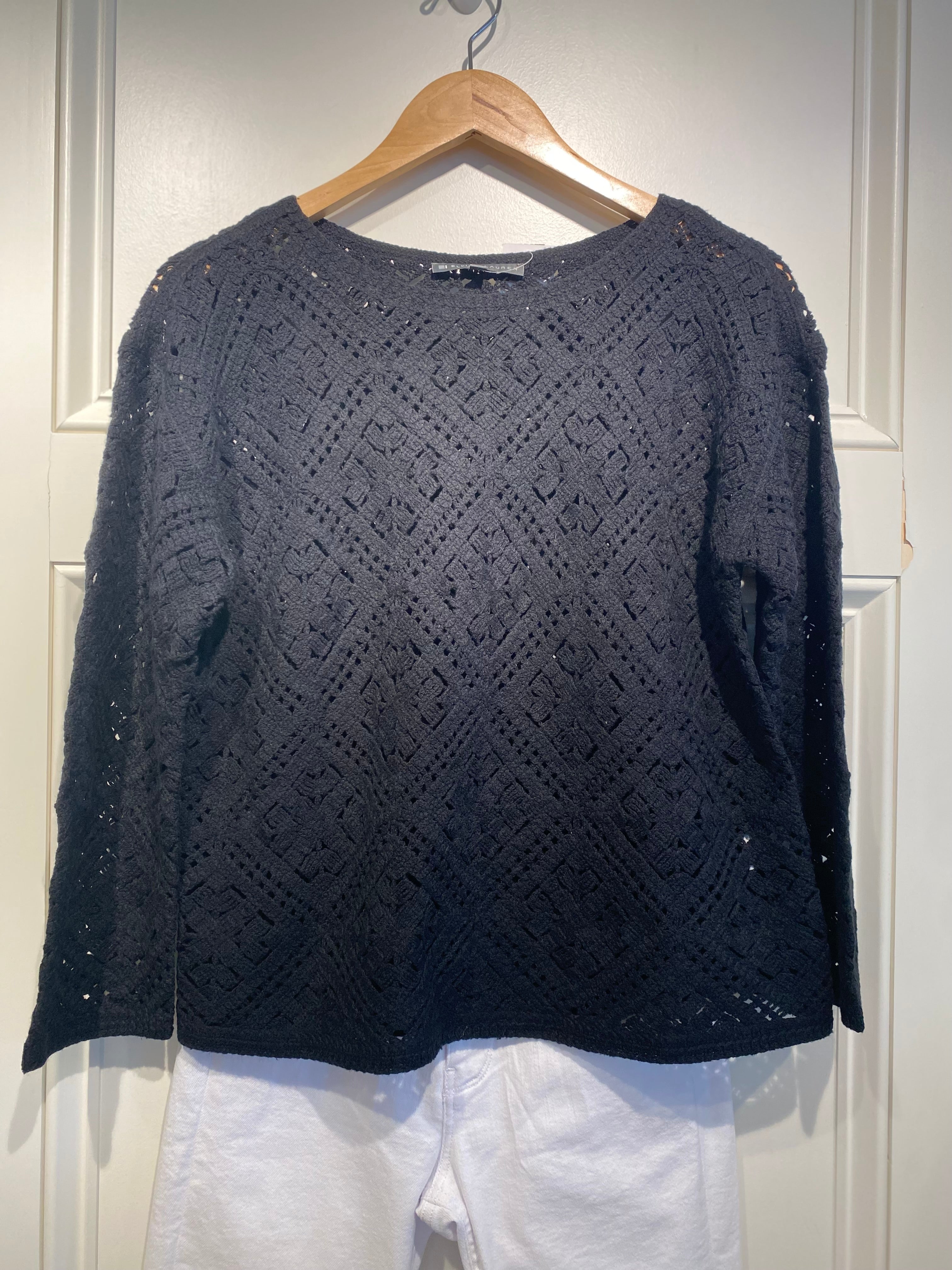 Elliott Lauren Black Crochet Sweater