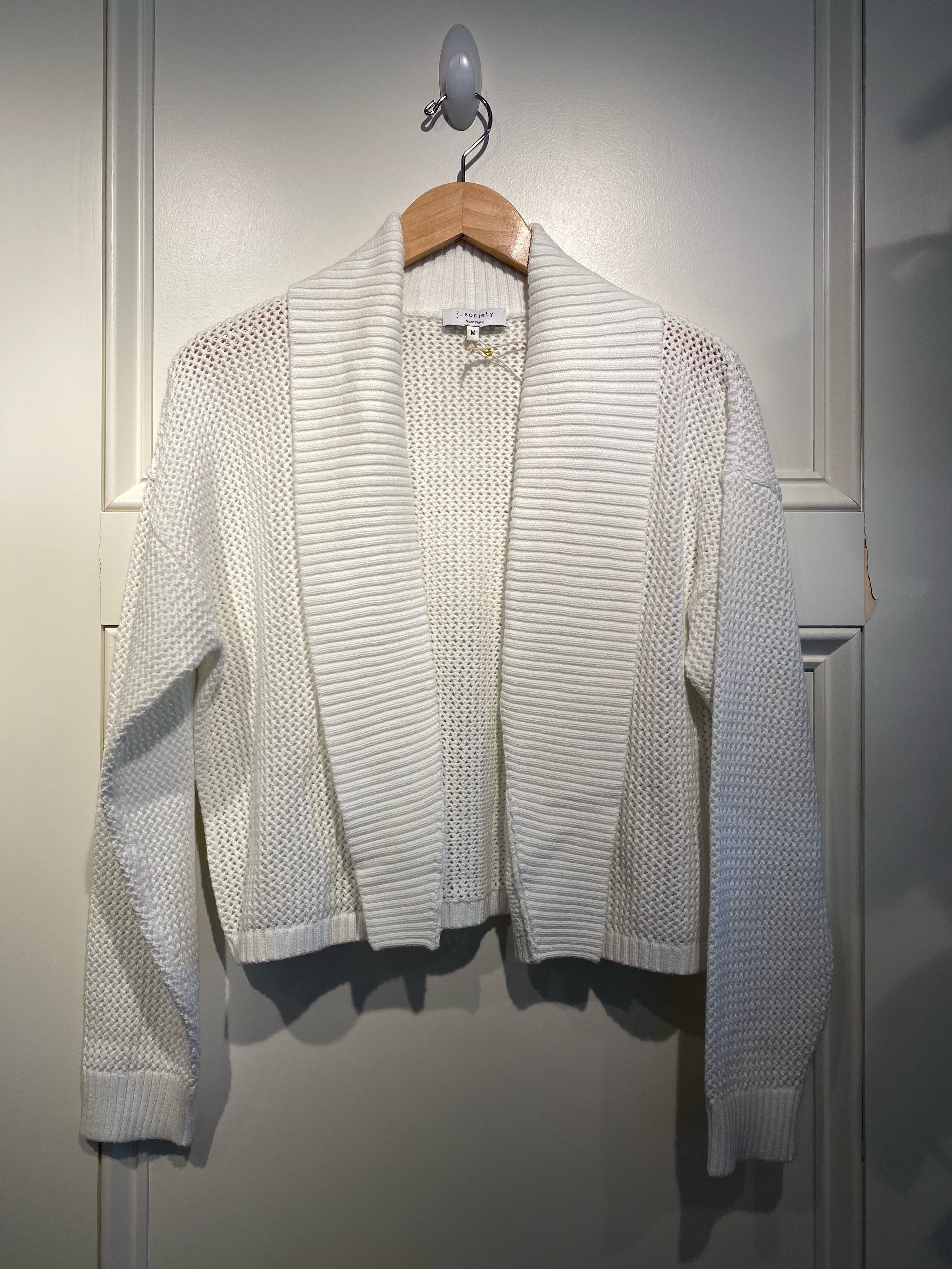 J Society White Crochet Cardigan