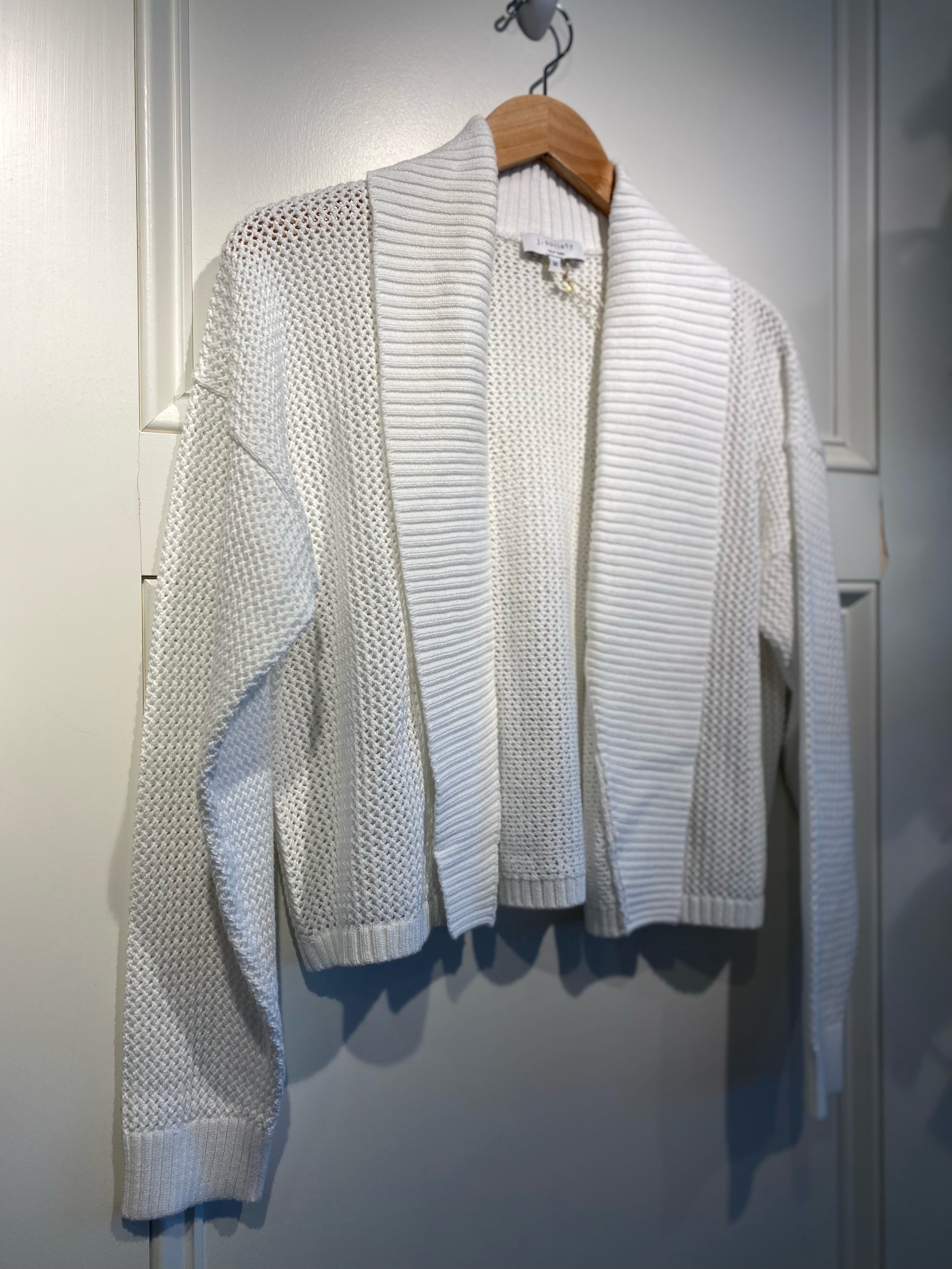 J Society White Crochet Cardigan