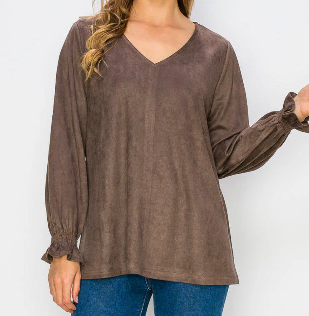 Joh Abigail Suede Top Umber (Taupe)