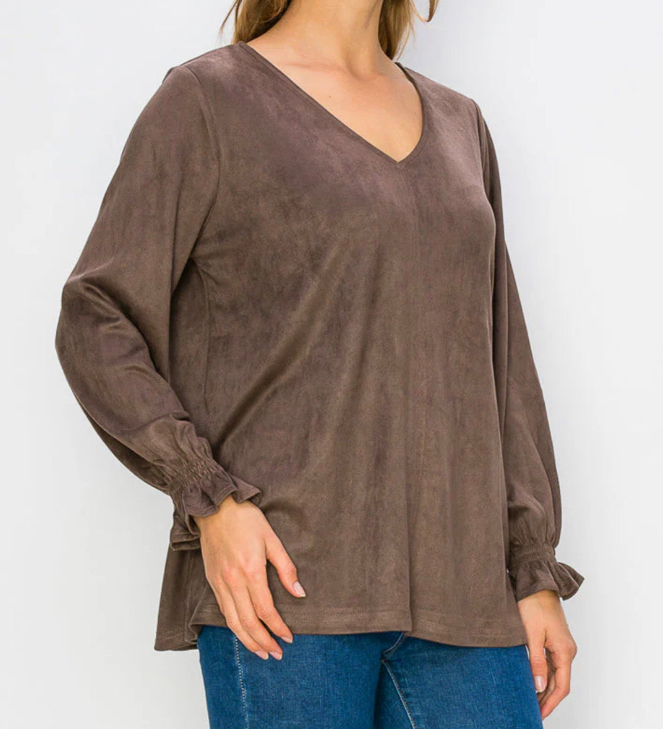 Joh Abigail Suede Top Umber (Taupe)