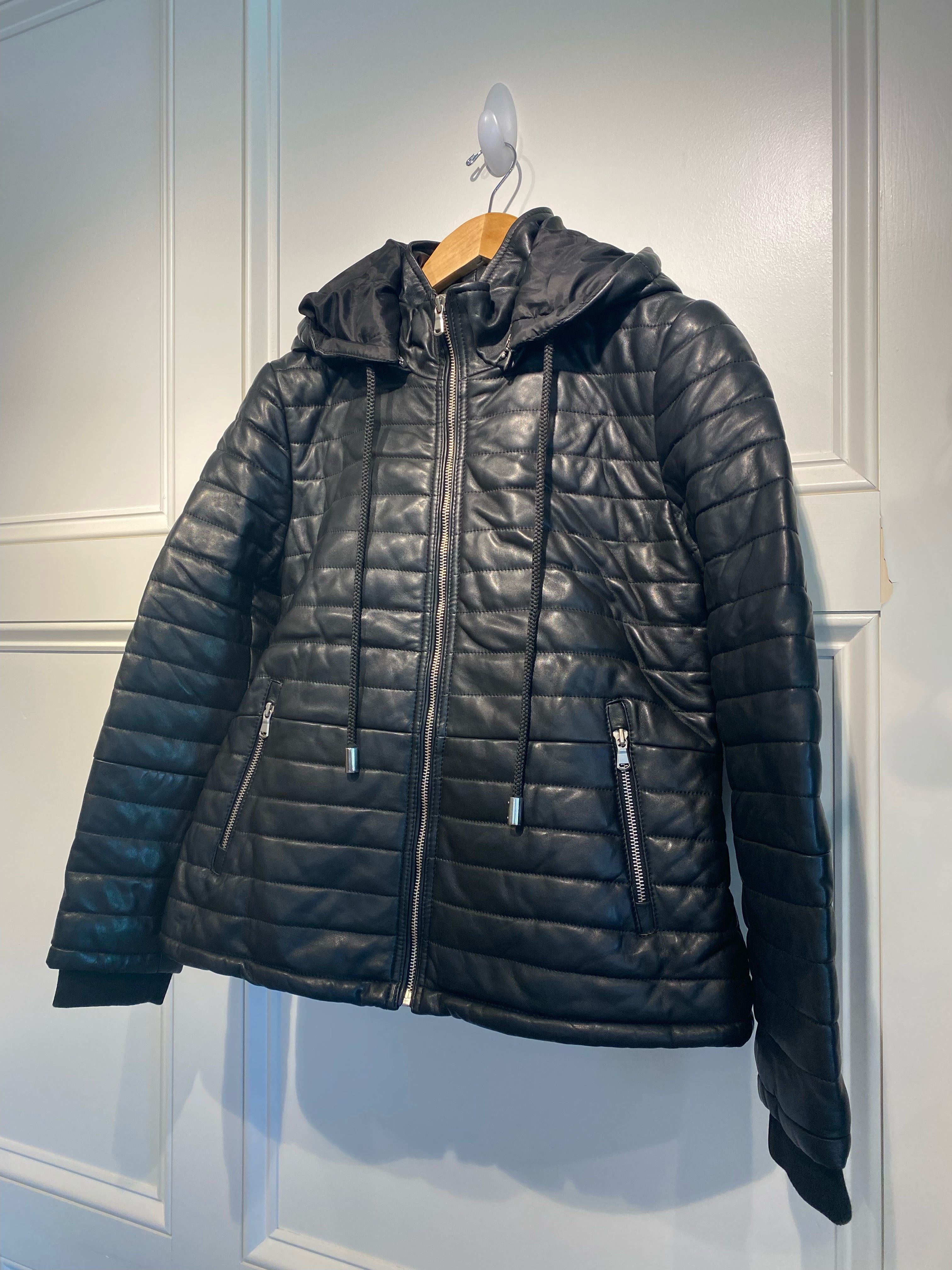 Uptown Lambskin Leather Puffer Jacket