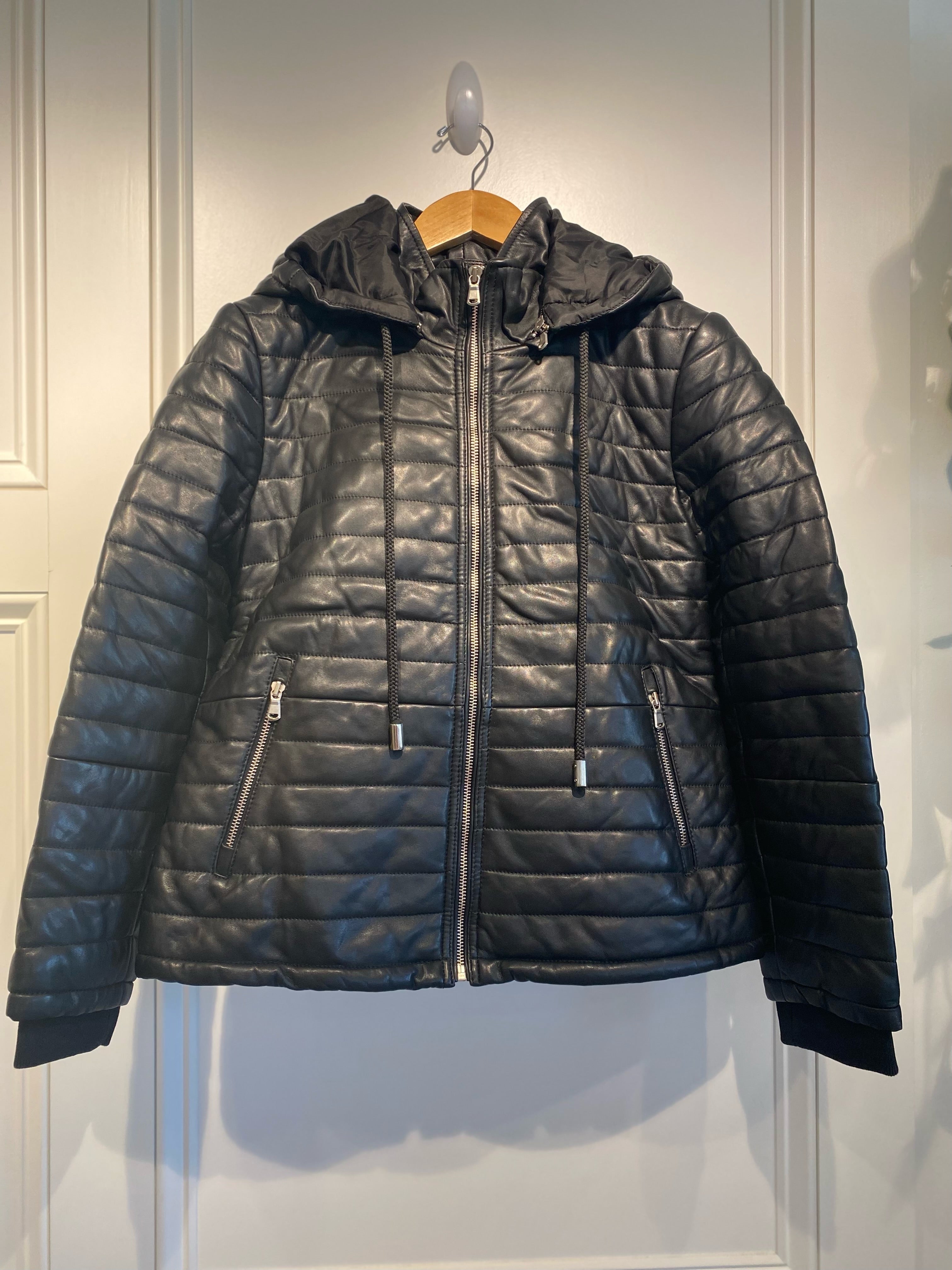 Uptown Lambskin Leather Puffer Jacket