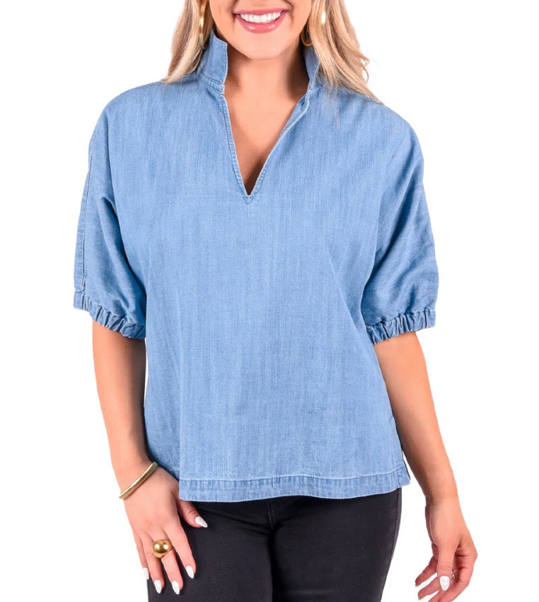 Emily McCarthy Poppy Top Chambray