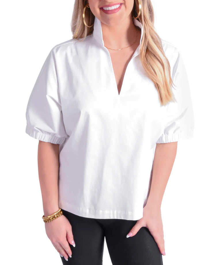 Emily McCarthy Poppy Top White Poplin