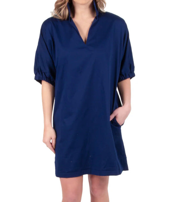 Emily McCarthy Poppy Dress Navy Poplin