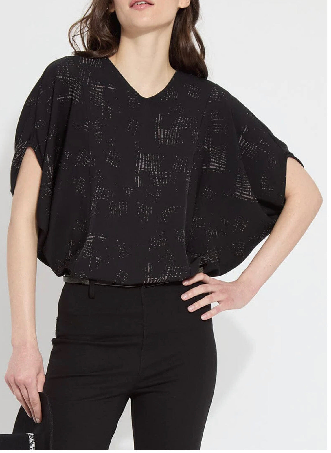 Lysse Genesis V Neck Dolman Sleeve Top Cosmic Ash