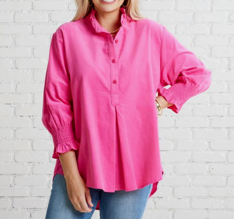 Caryn Lawn Kimberly Corduroy Top Pink