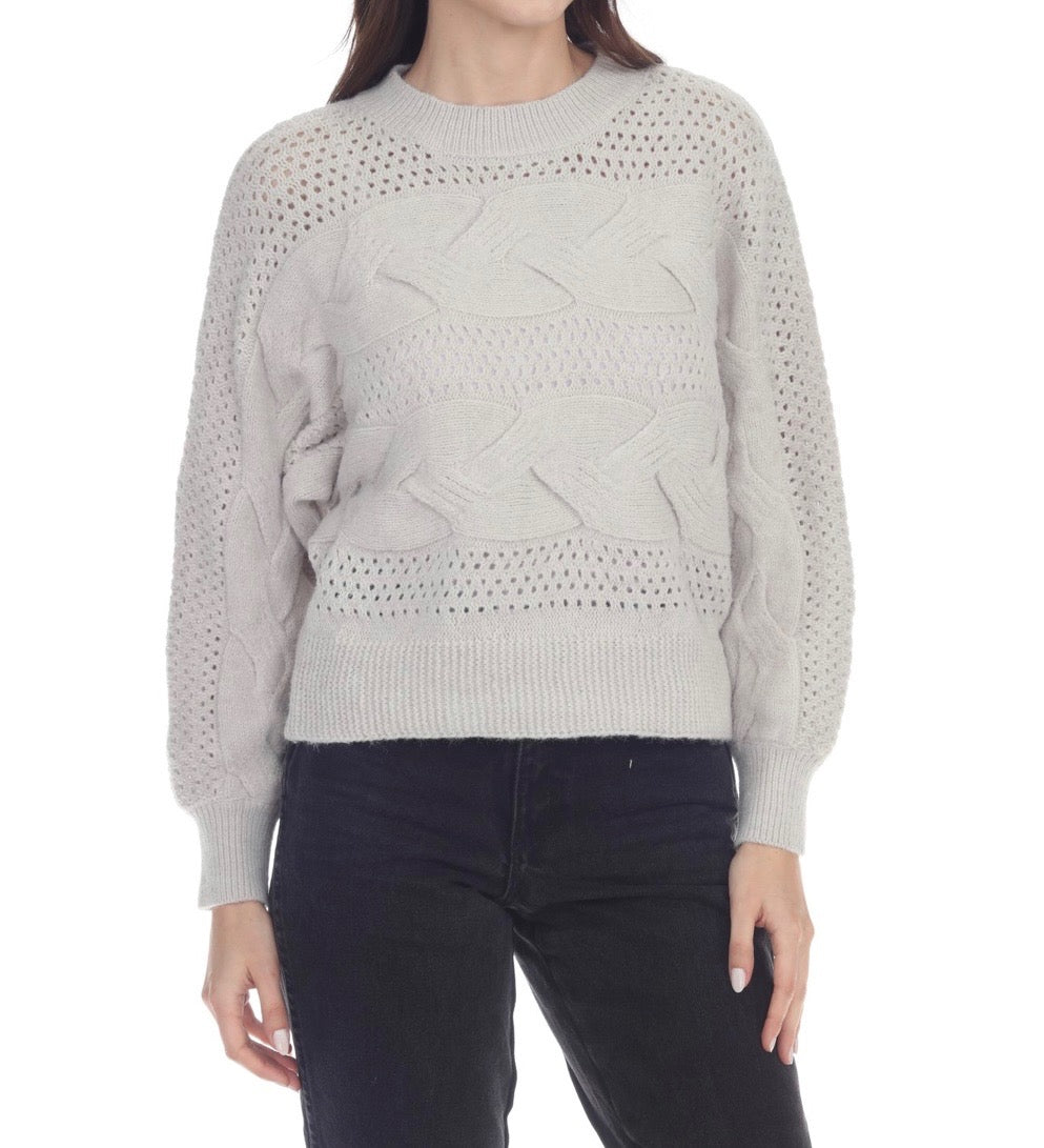 Rain + Rose Roxie Cable Knit Eyelet Sweater