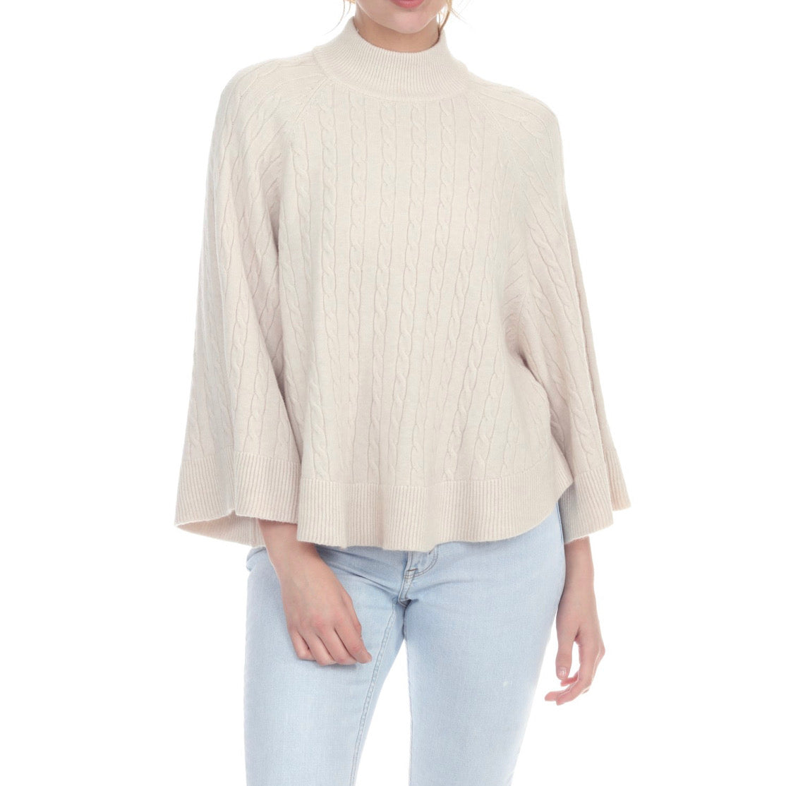 Rain + Rose Aria Turtleneck Sweater Cream