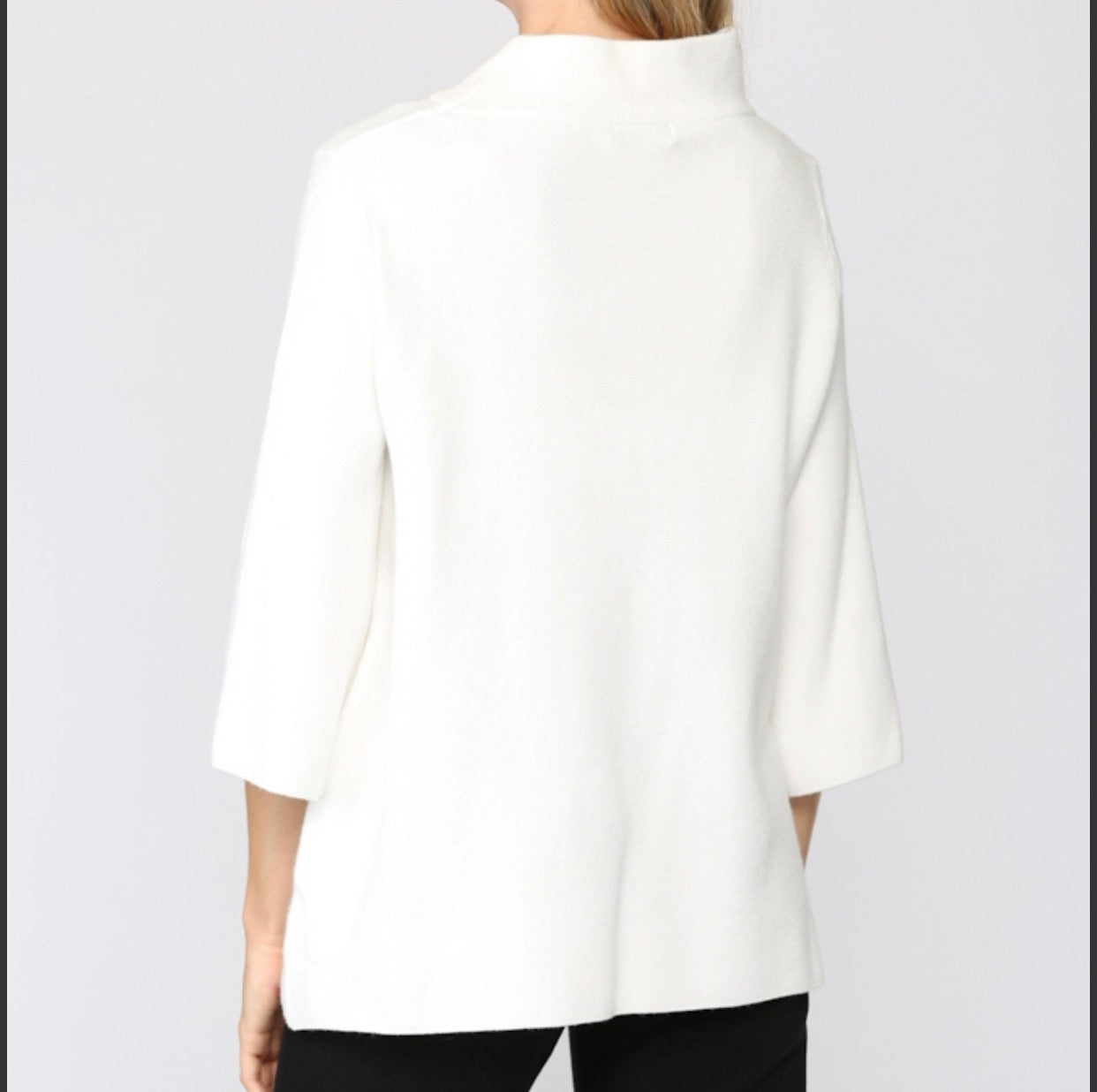 Mock Neck Bell Sleeve Sweater Cream