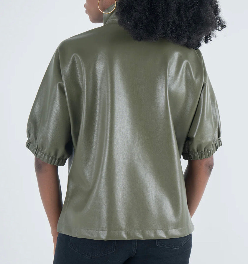 Emily McCarthy Poppy Top Olive  Night Vegan Leather