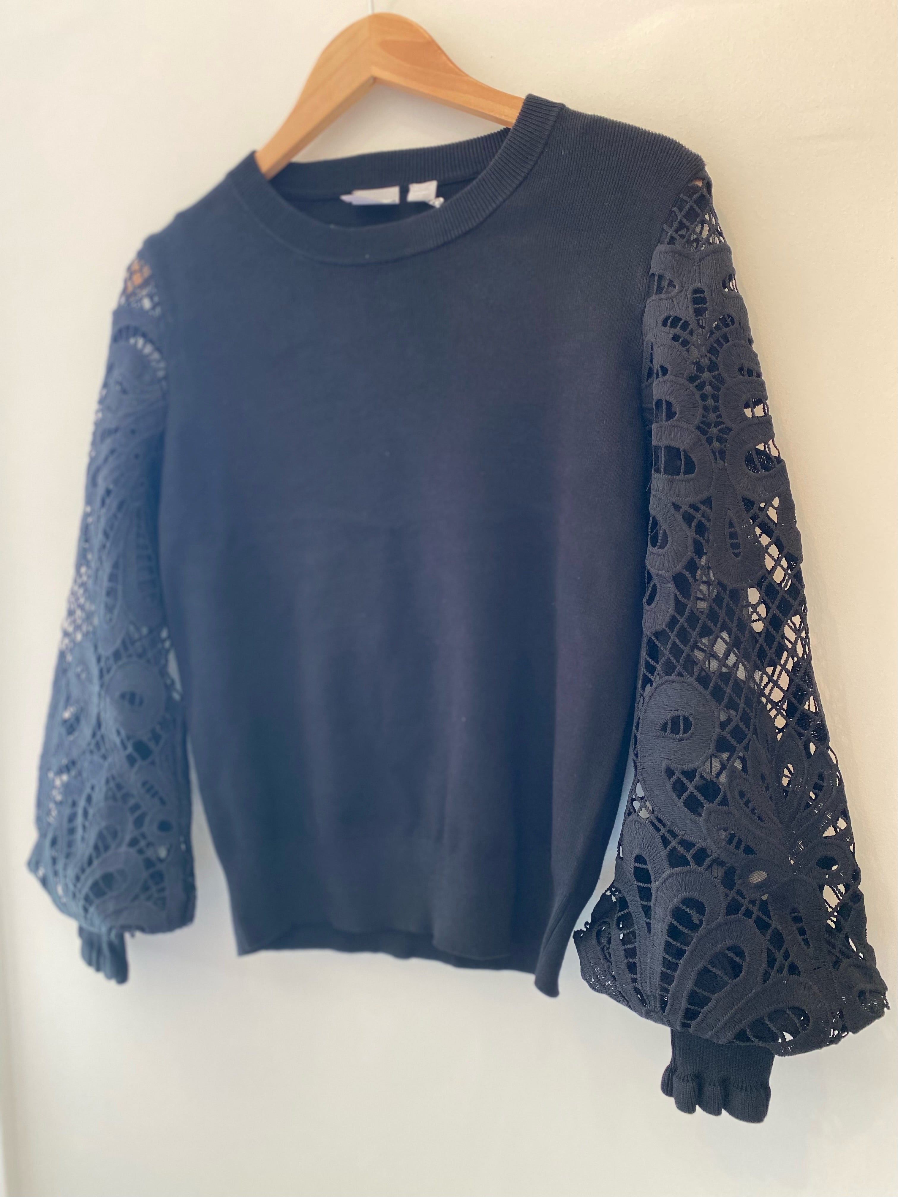 Zero Degrees Black Lace Sleeve Sweater