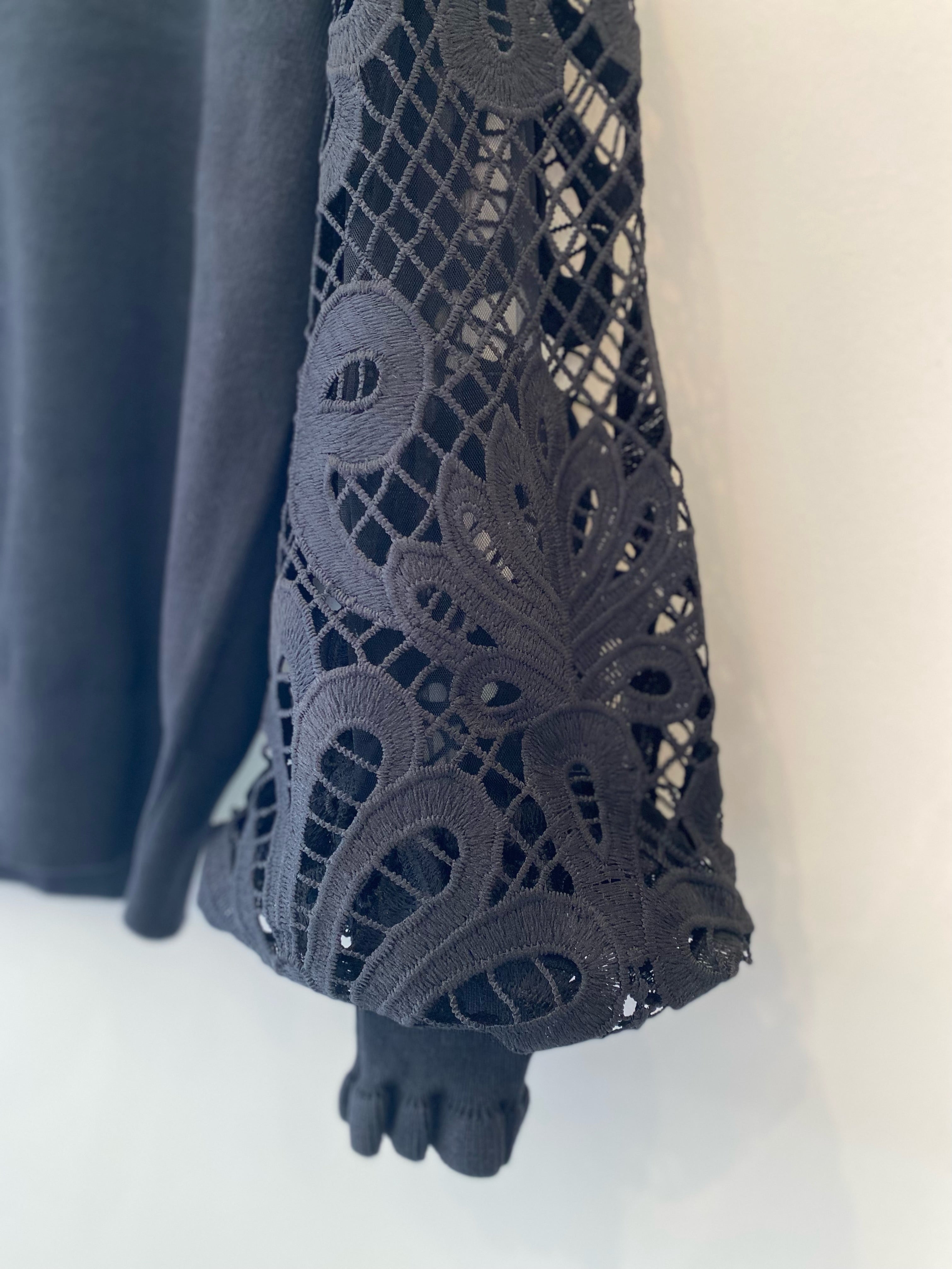 Zero Degrees Black Lace Sleeve Sweater