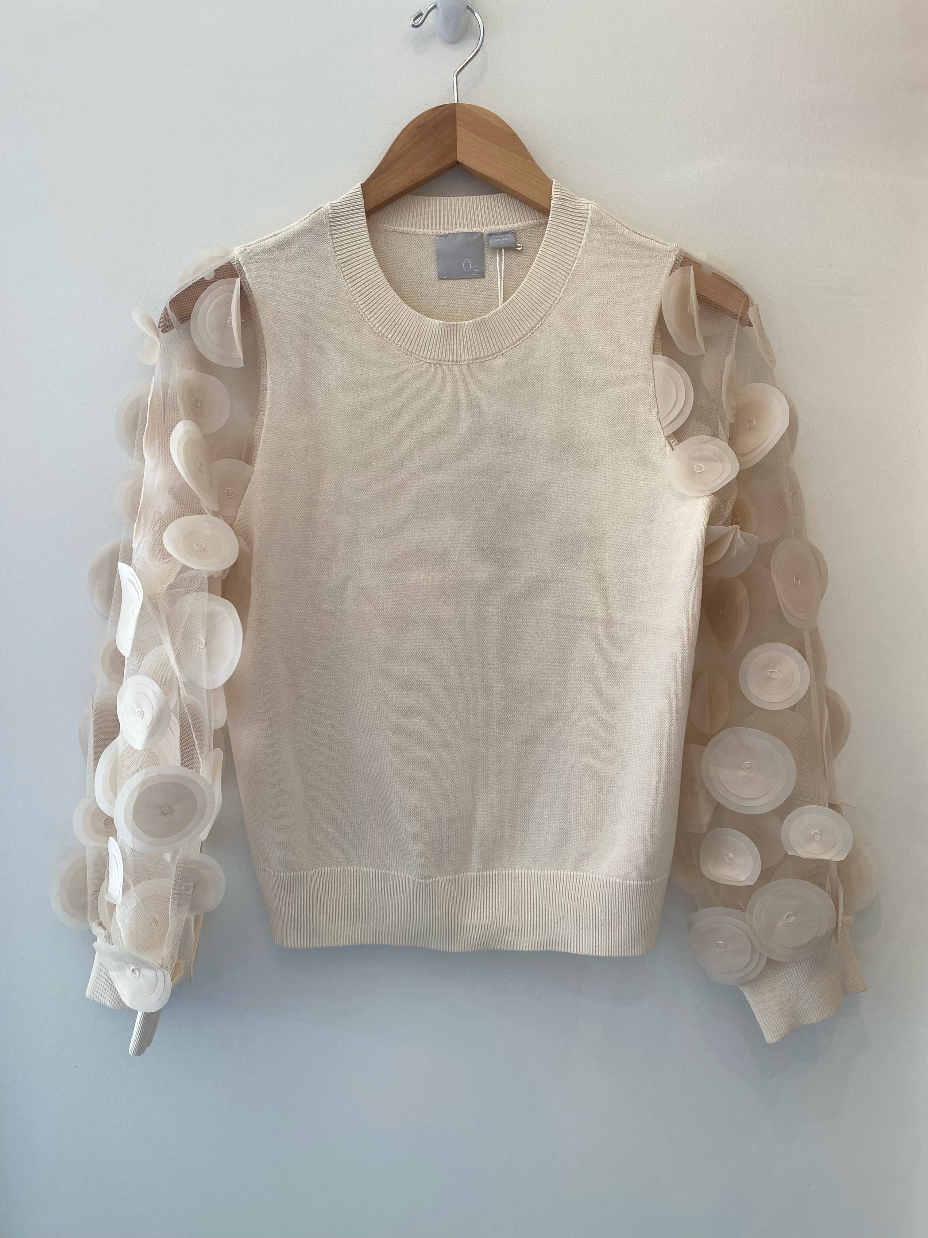 Zero Degrees Cream Embellished Sleeve Sweater