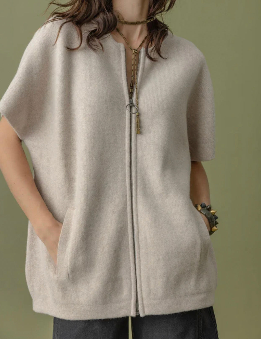 Lilla P Felted Cocoon Sweater Jacket Birch