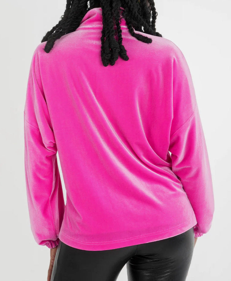 Emily McCarthy Velvet Popover Top Fuchsia