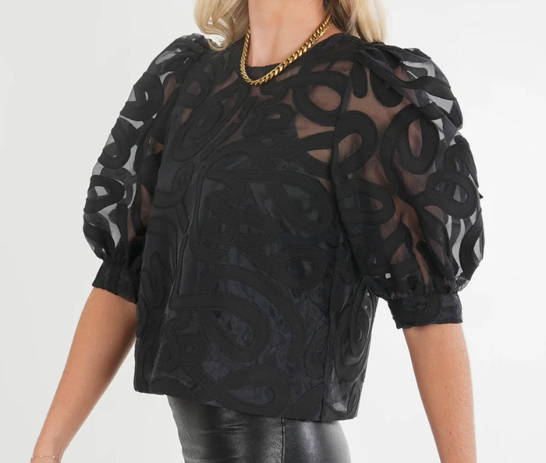 Emily McCarthy Bella Top Black Organza