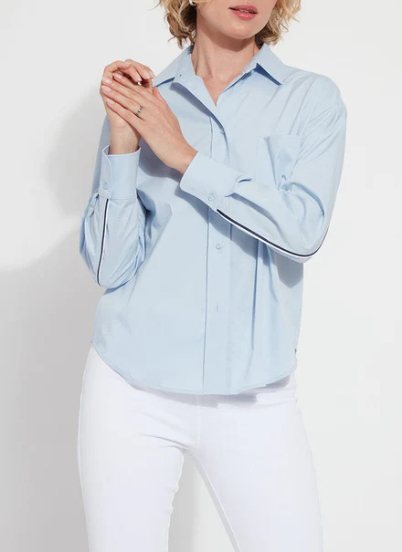 Lysse Light Blue Sophia Blouse With Stripe Detailing