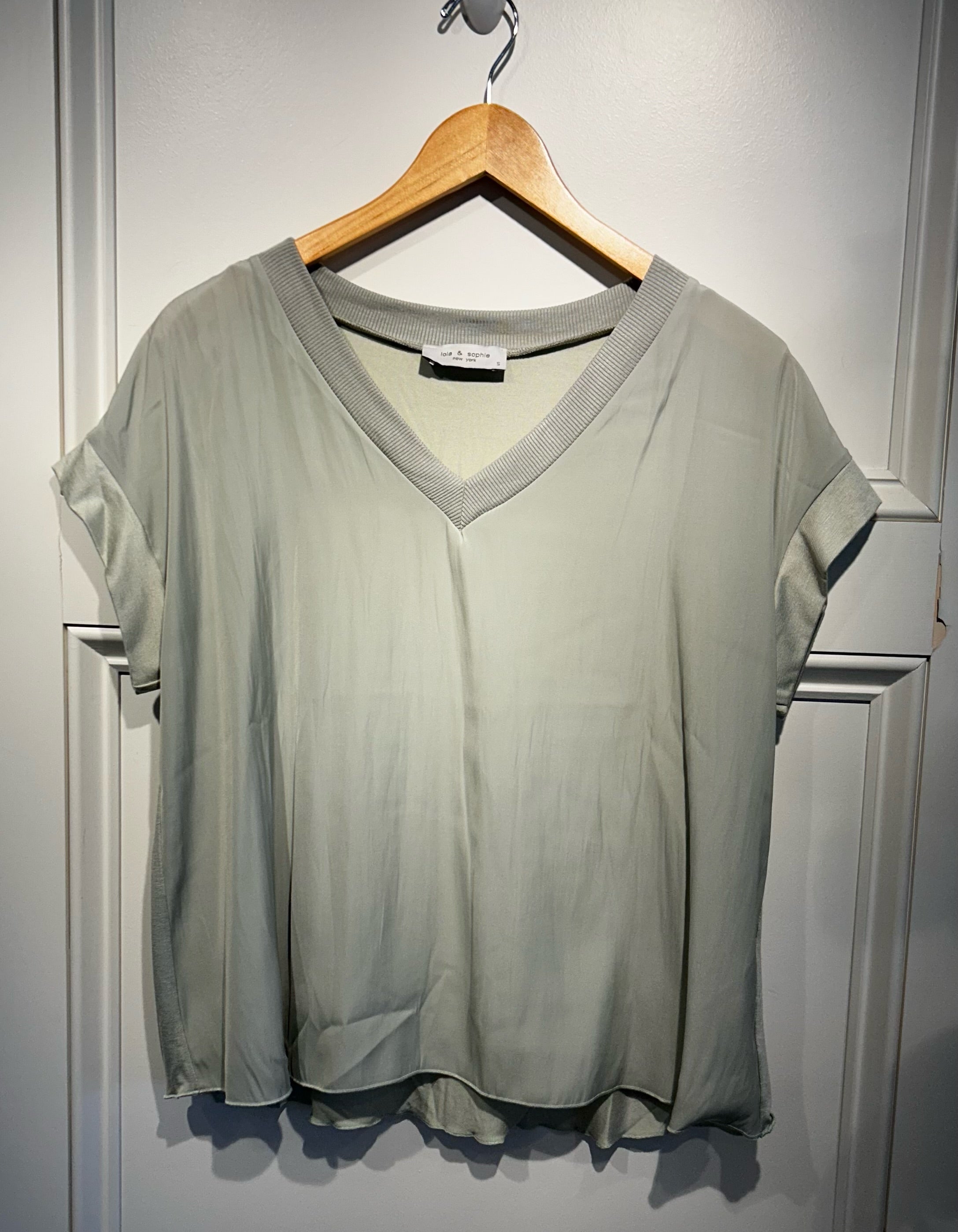 Lola & Sophie Sage Green Silk Front Tee