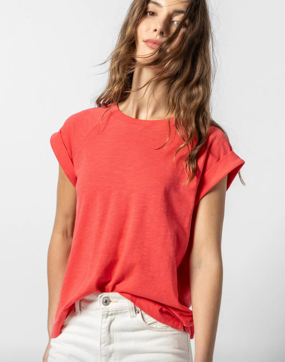 Lilla P Cuffed Sleeve Tee Flamingo Red