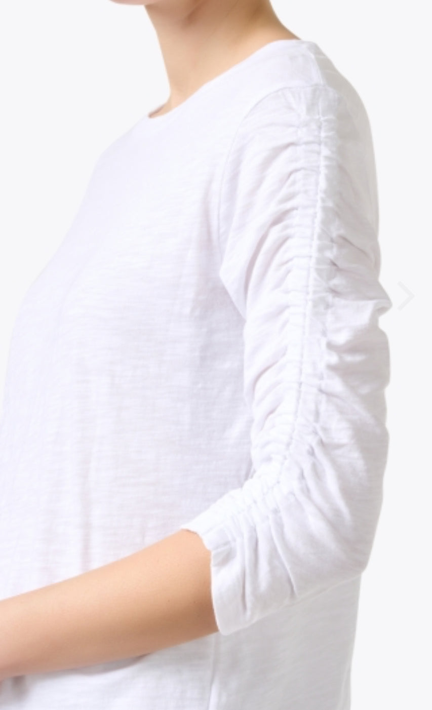 Elliott Lauren Ruched Sleeve Tee Shirt White