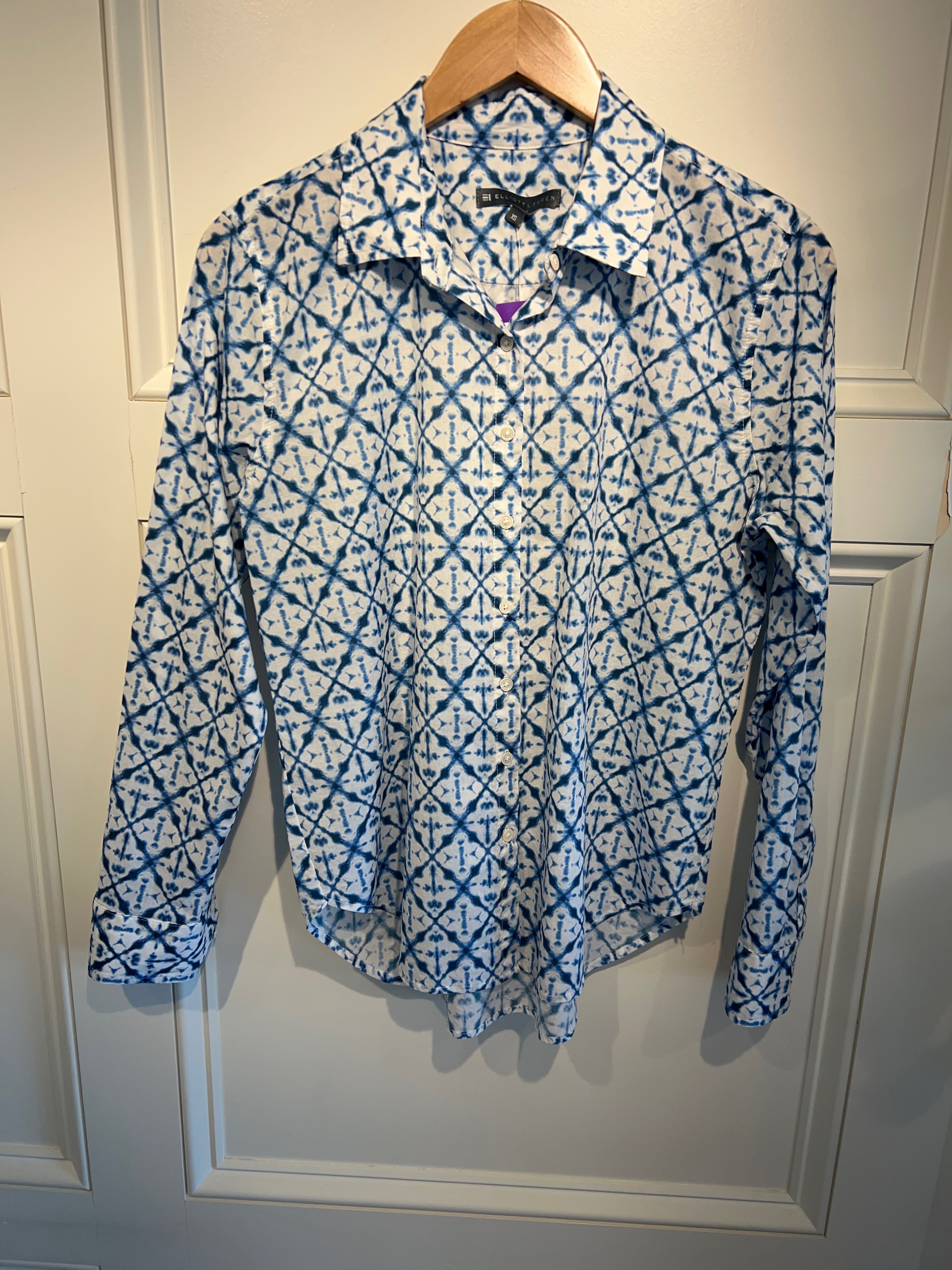 Elliott Lauren Navy Block Print Blouse