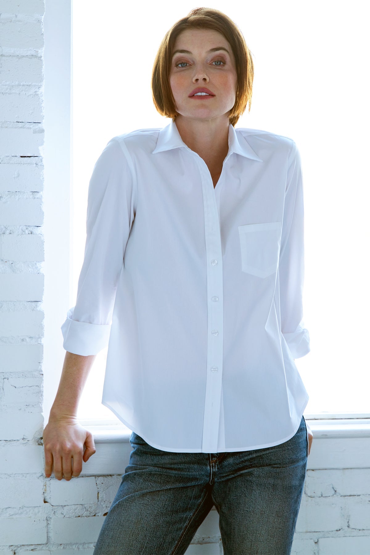 Finley Alex Blouse Silky Poplin White